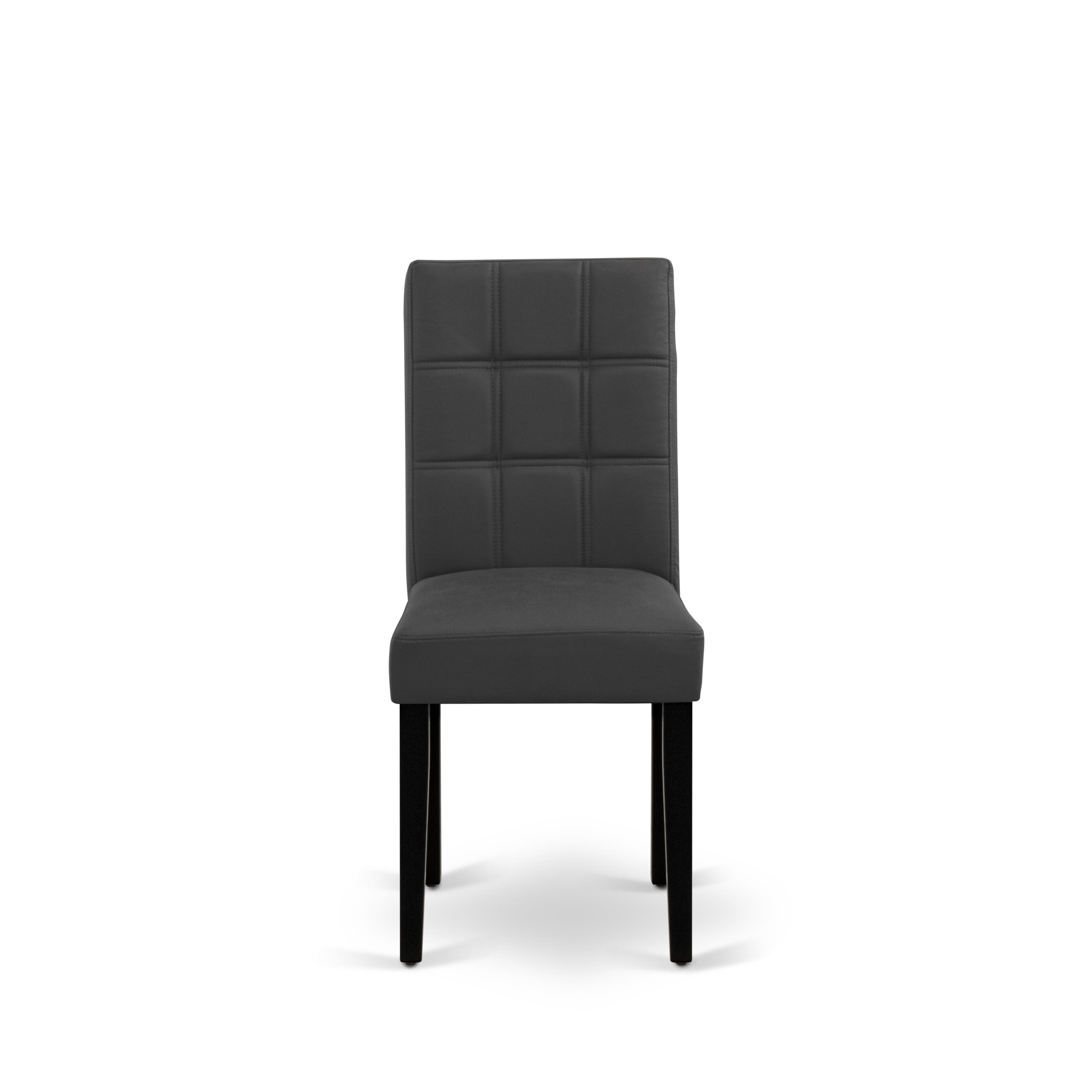 East West Furniture ASP1T12 Austin Parsons Chairs Set of 2 - Dark Gray Faux Leather Upholstered Seat and Dark Gray Faux Leather Chair Back - Black Finish (SET OF 2)