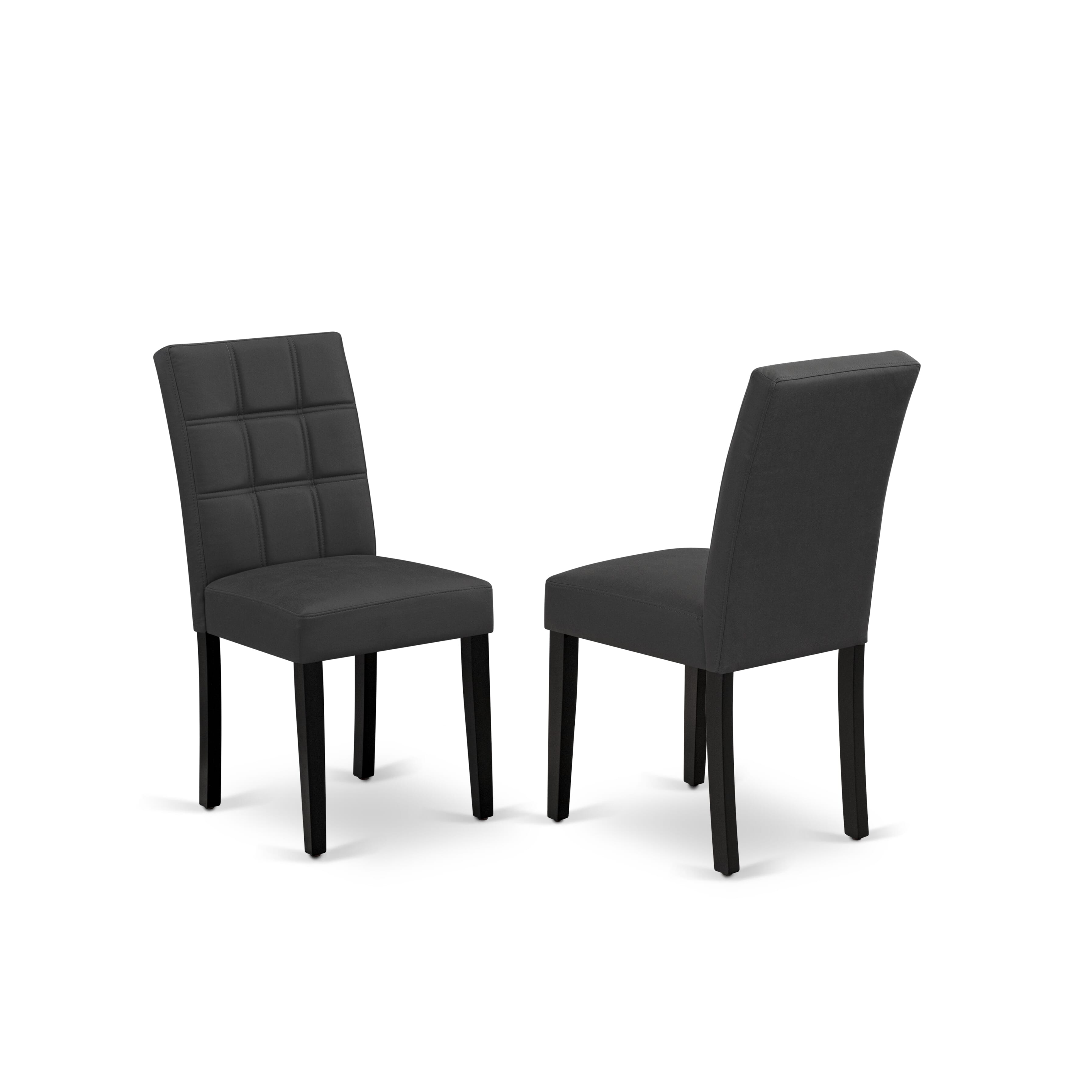 Luxe by East West Furniture 48AS3-109-12 3-Pc Modern Dining Table Set Include a Dining Table with Ebony Wave Marble Pattern Tabletop and 2 Dark Gray Faux Leather Chairs, Black