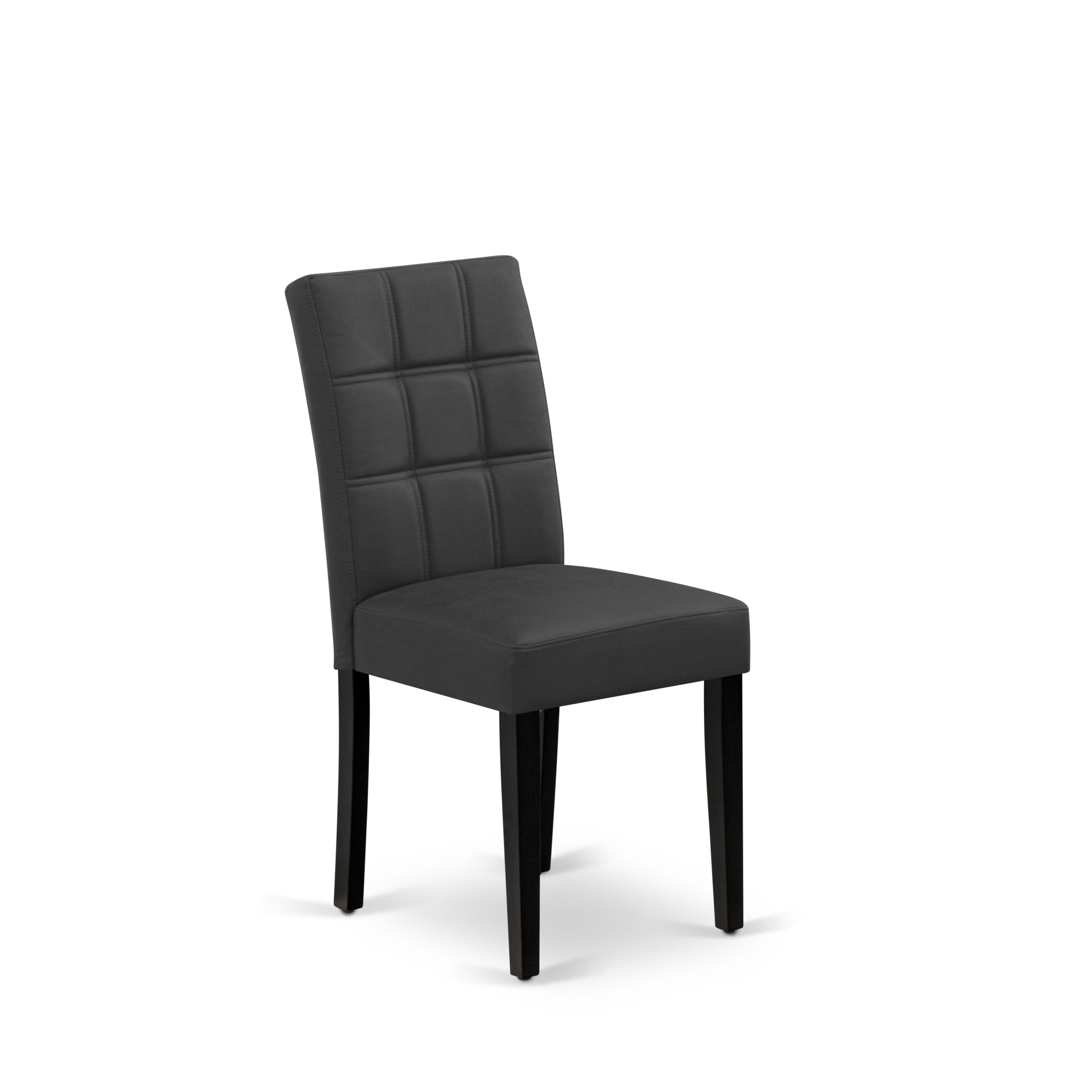 Luxe by East West Furniture 42AS3-103-12 -3 pc Kitchen Table Set contains a Round Table and 2 Dark Gray Faux Leather Kitchen Chairs with Stylish Back - Wire brushed Black