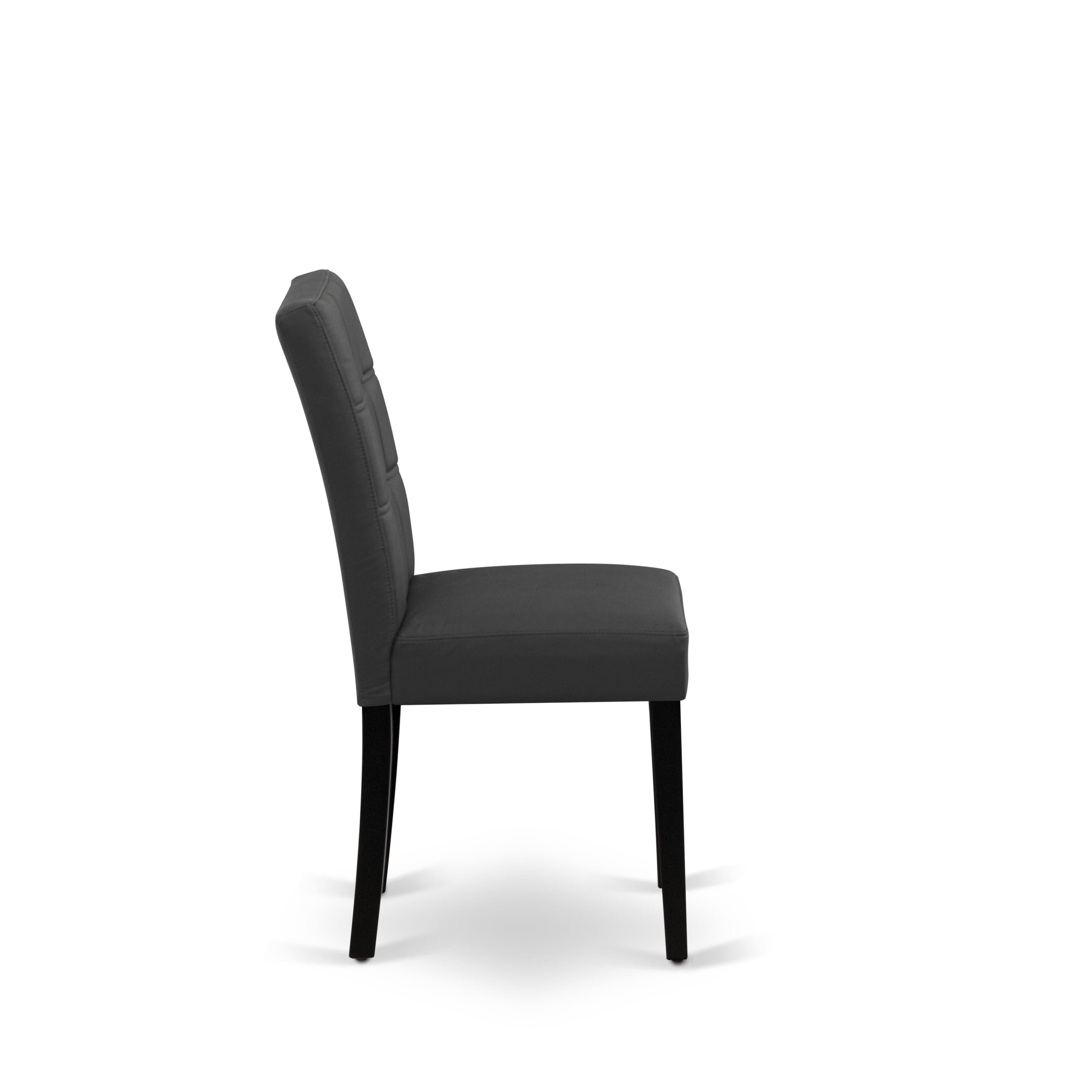 Luxe by East West Furniture 48AS3-109-12 3-Pc Modern Dining Table Set Include a Dining Table with Ebony Wave Marble Pattern Tabletop and 2 Dark Gray Faux Leather Chairs, Black
