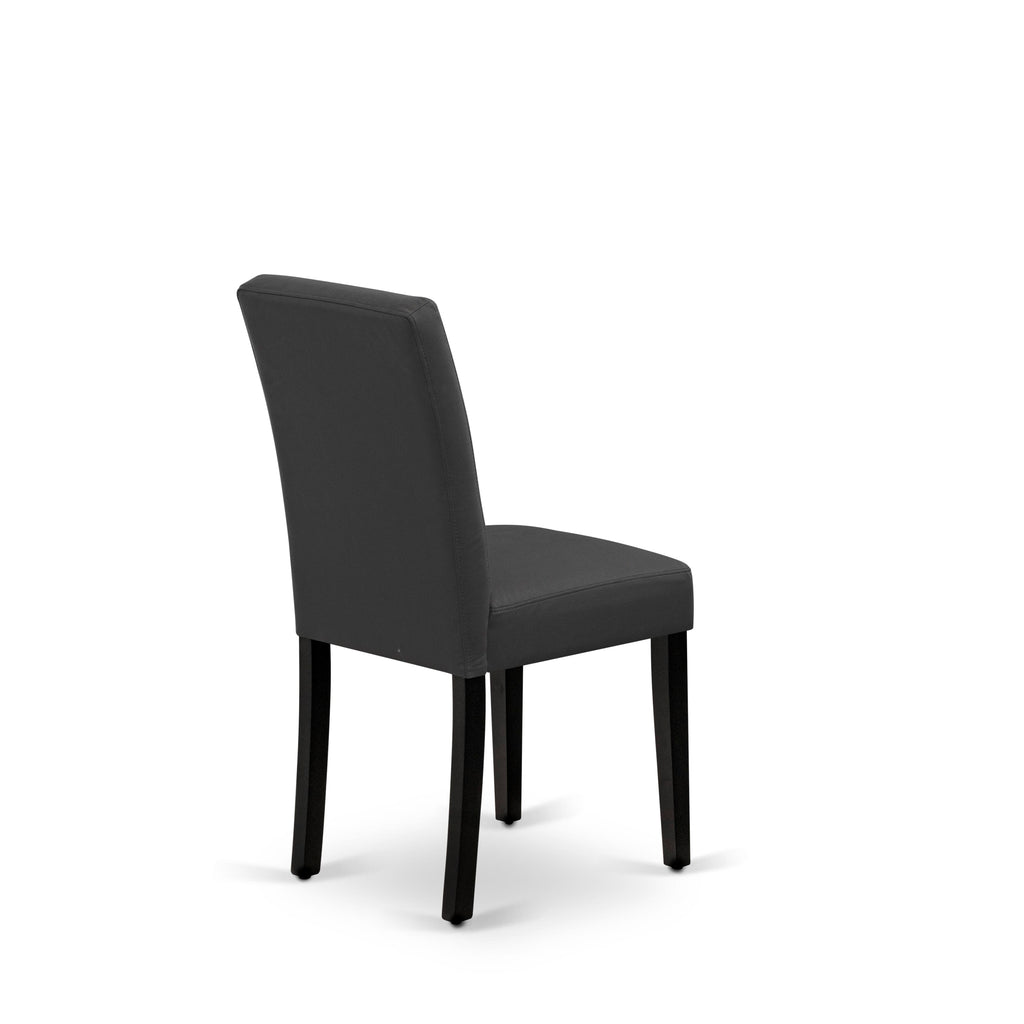 East West Furniture WEAS9-BLK-12 9 Piece Dining Table Set Includes A Wood Table and 8 Dark Gray Faux Leather Dinner Chairs with Stylish Back- Black Finish
