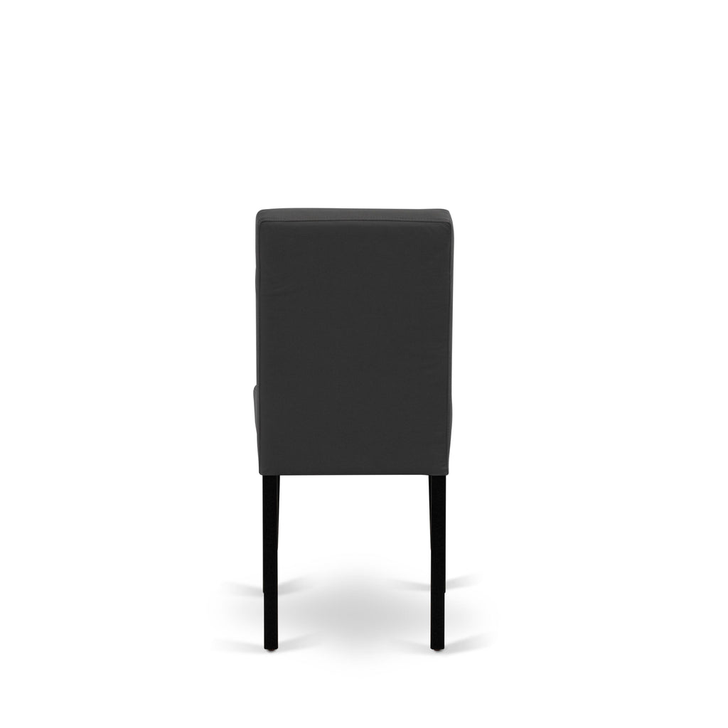 East West Furniture WEAS9-BLK-12 9 Piece Dining Table Set Includes A Wood Table and 8 Dark Gray Faux Leather Dinner Chairs with Stylish Back- Black Finish