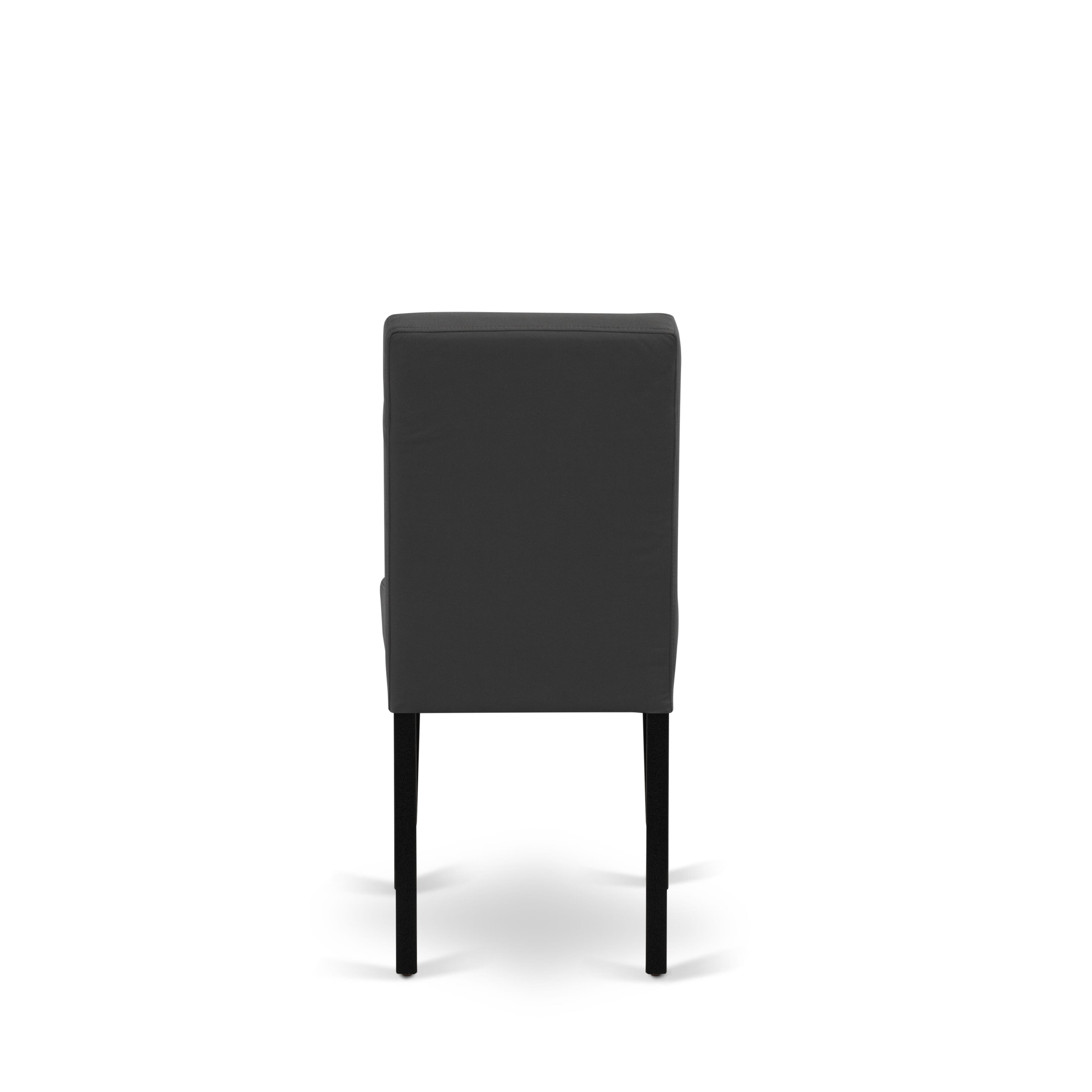 East West Furniture ASP1T12 Austin Parsons Chairs Set of 2 - Dark Gray Faux Leather Upholstered Seat and Dark Gray Faux Leather Chair Back - Black Finish (SET OF 2)