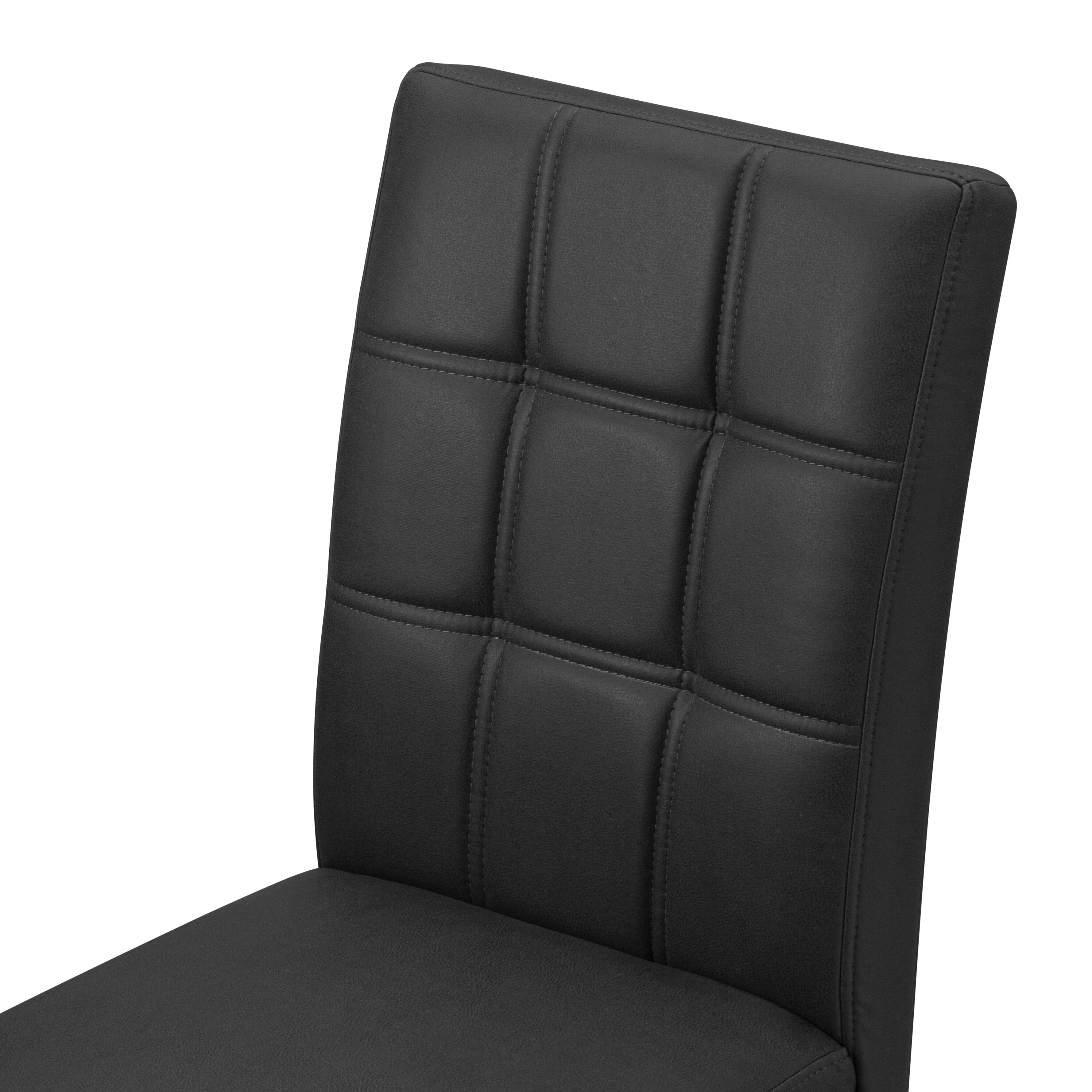 Luxe by East West Furniture 42AS5-103-12 -5 pc Dining Set Includes a Round Table and 4 Dark Gray Faux Leather Dining Chair with Stylish Back - Wire brushed Black