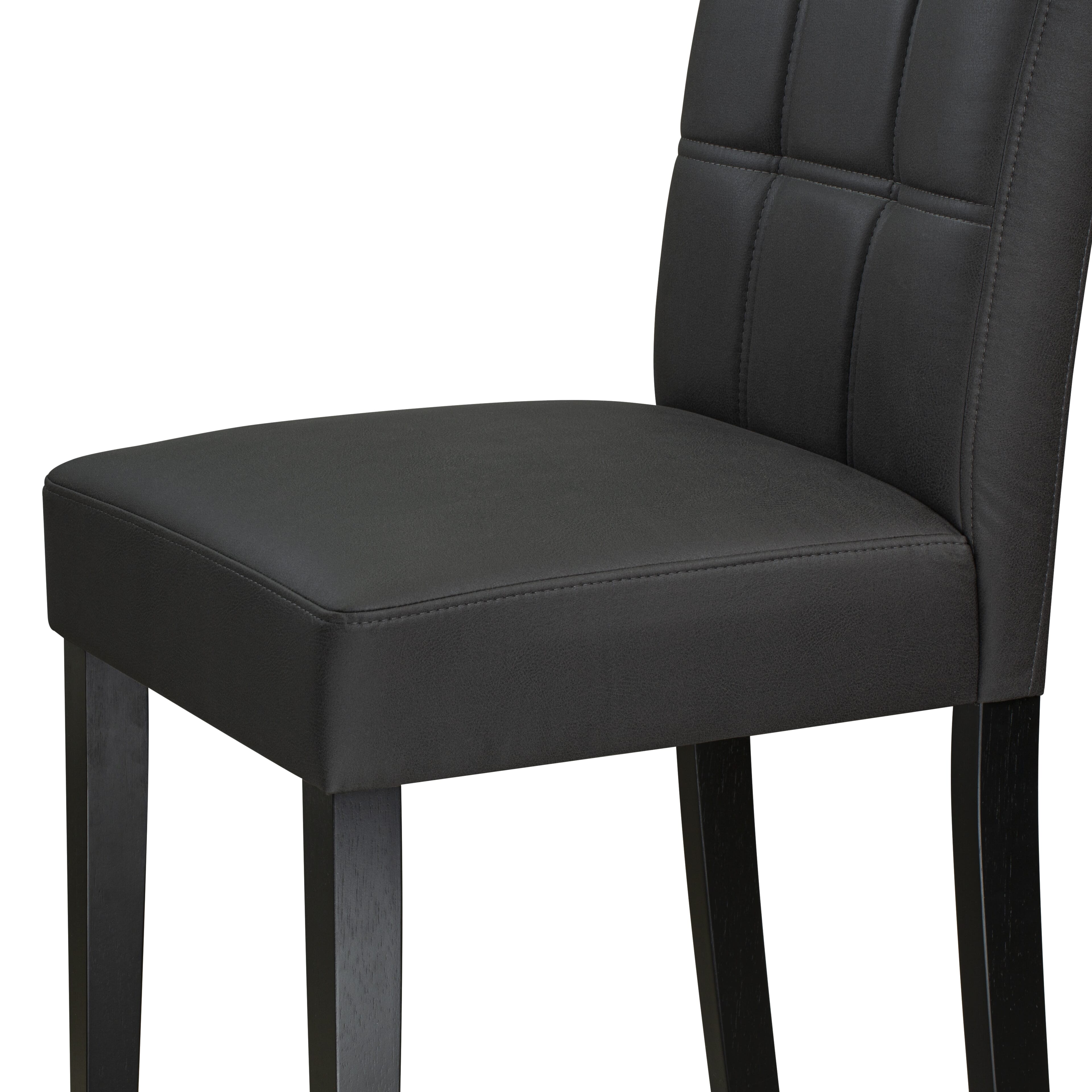 Luxe by East West Furniture 42AS5-103-12 -5 pc Dining Set Includes a Round Table and 4 Dark Gray Faux Leather Dining Chair with Stylish Back - Wire brushed Black