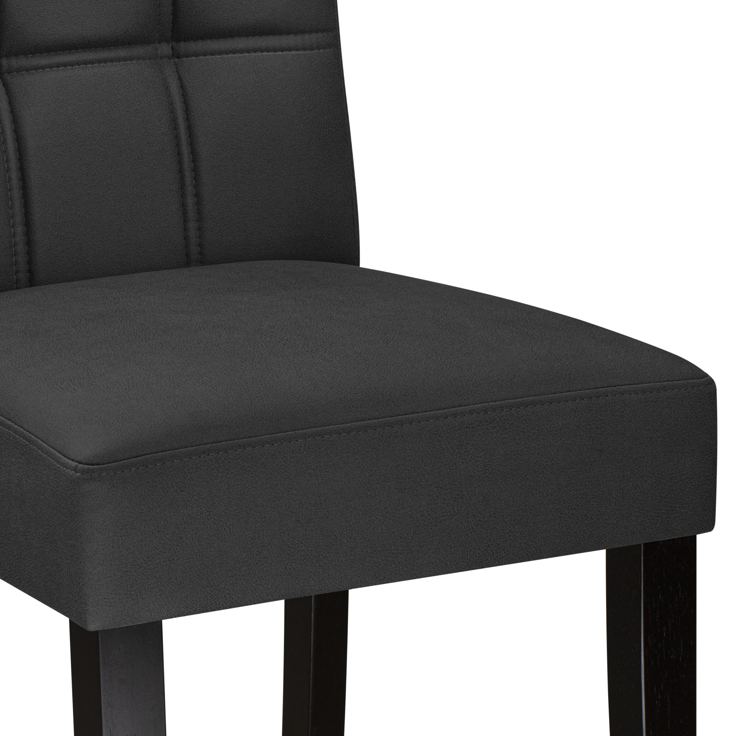 Luxe by East West Furniture 42AS3-103-12 -3 pc Kitchen Table Set contains a Round Table and 2 Dark Gray Faux Leather Kitchen Chairs with Stylish Back - Wire brushed Black