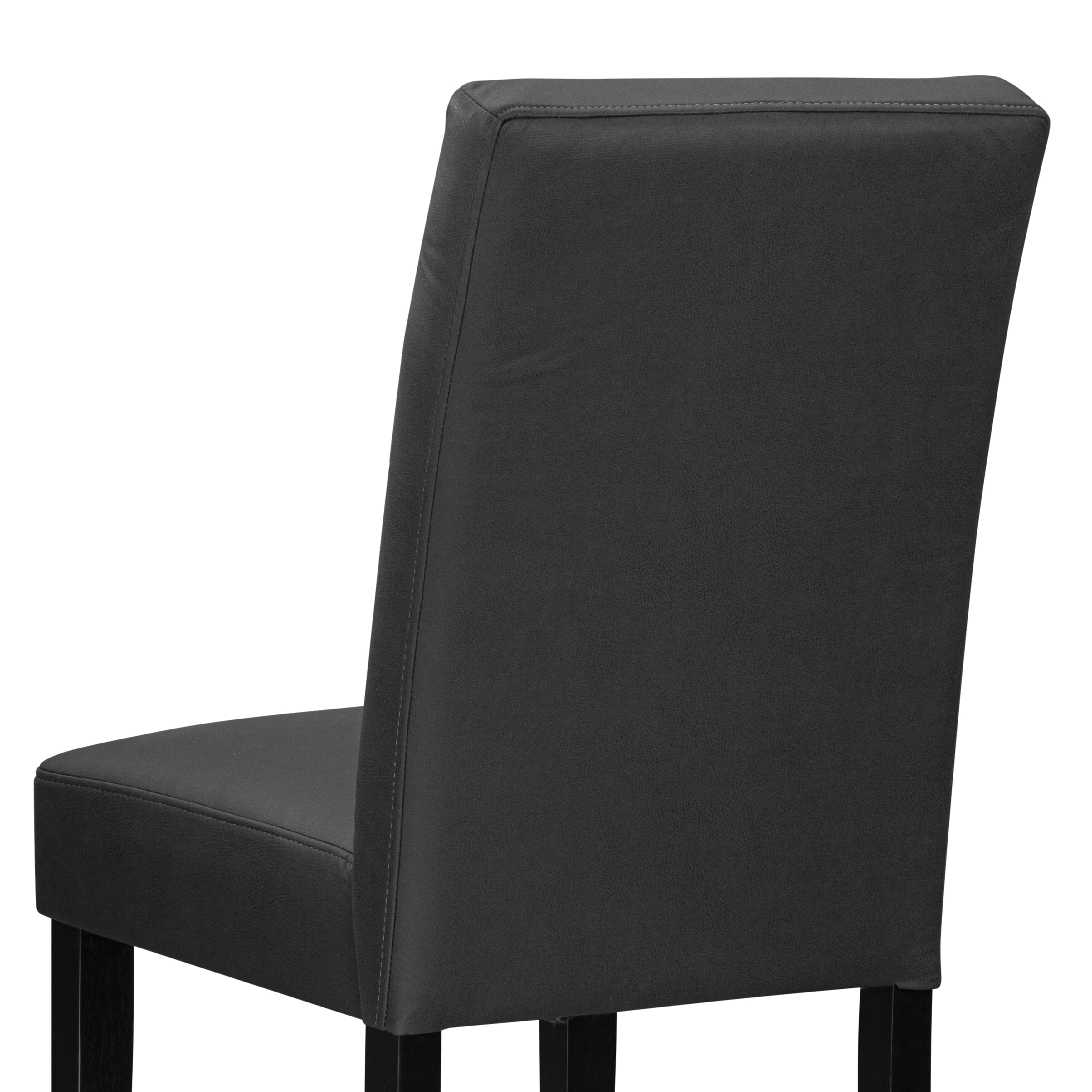 Luxe by East West Furniture 42AS3-103-12 -3 pc Kitchen Table Set contains a Round Table and 2 Dark Gray Faux Leather Kitchen Chairs with Stylish Back - Wire brushed Black