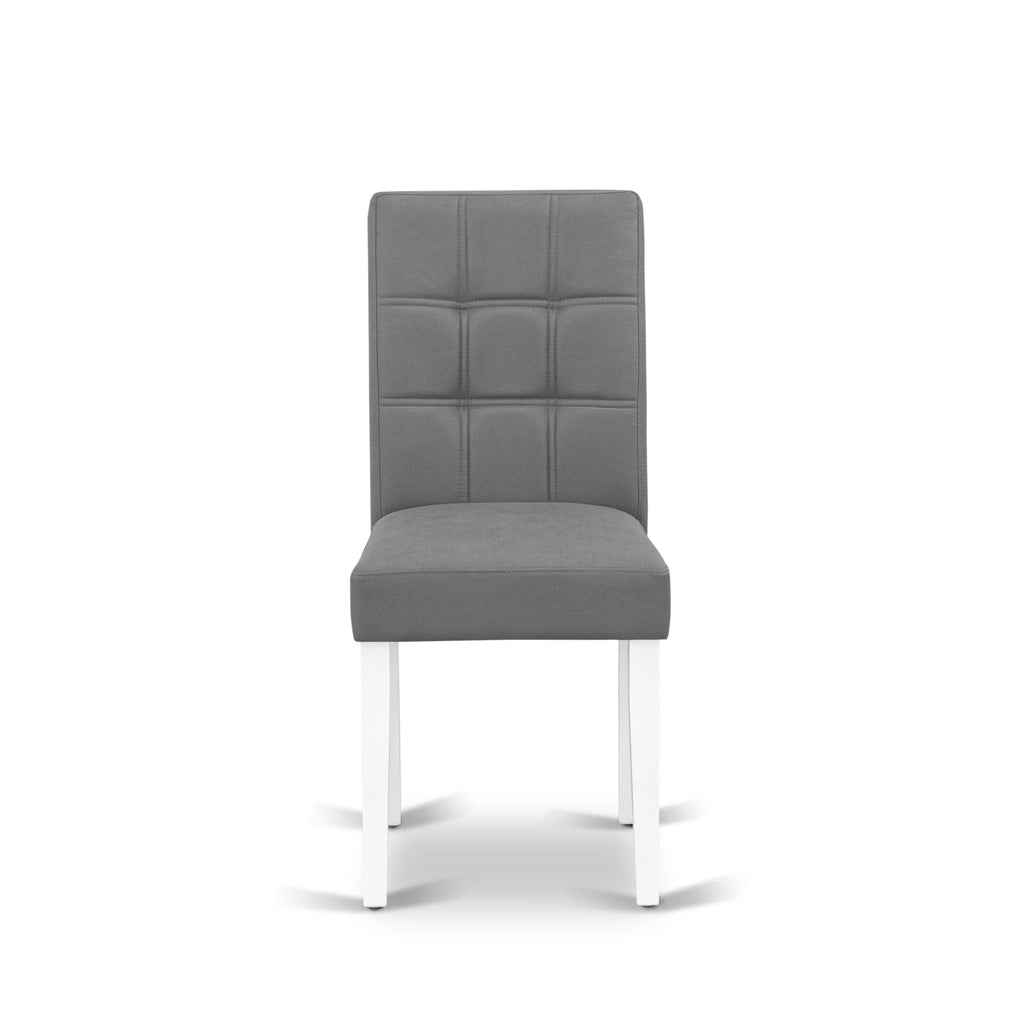 East West Furniture LGAS7-LWH-41 7 Piece Kitchen Table Set contain A Modern Table and 6 Platinum Gray Faux Leather Dining Chairs with Stylish Back- Linen White Finish