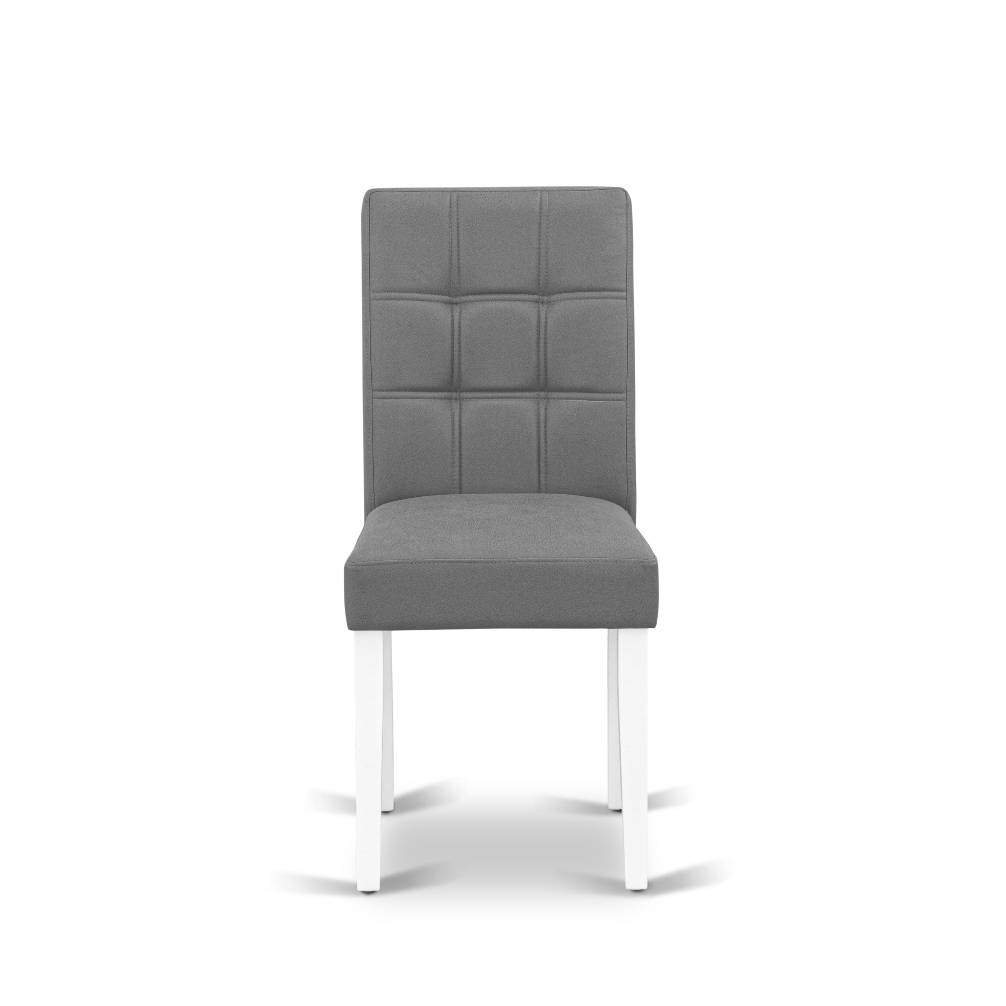 East West Furniture SUAS3-LWH-41 3 Piece contain A Dining Table Set Wood Table and 2 Platinum Gray Faux Leather Kitchen Chairs with Stylish Back- Linen White Finish