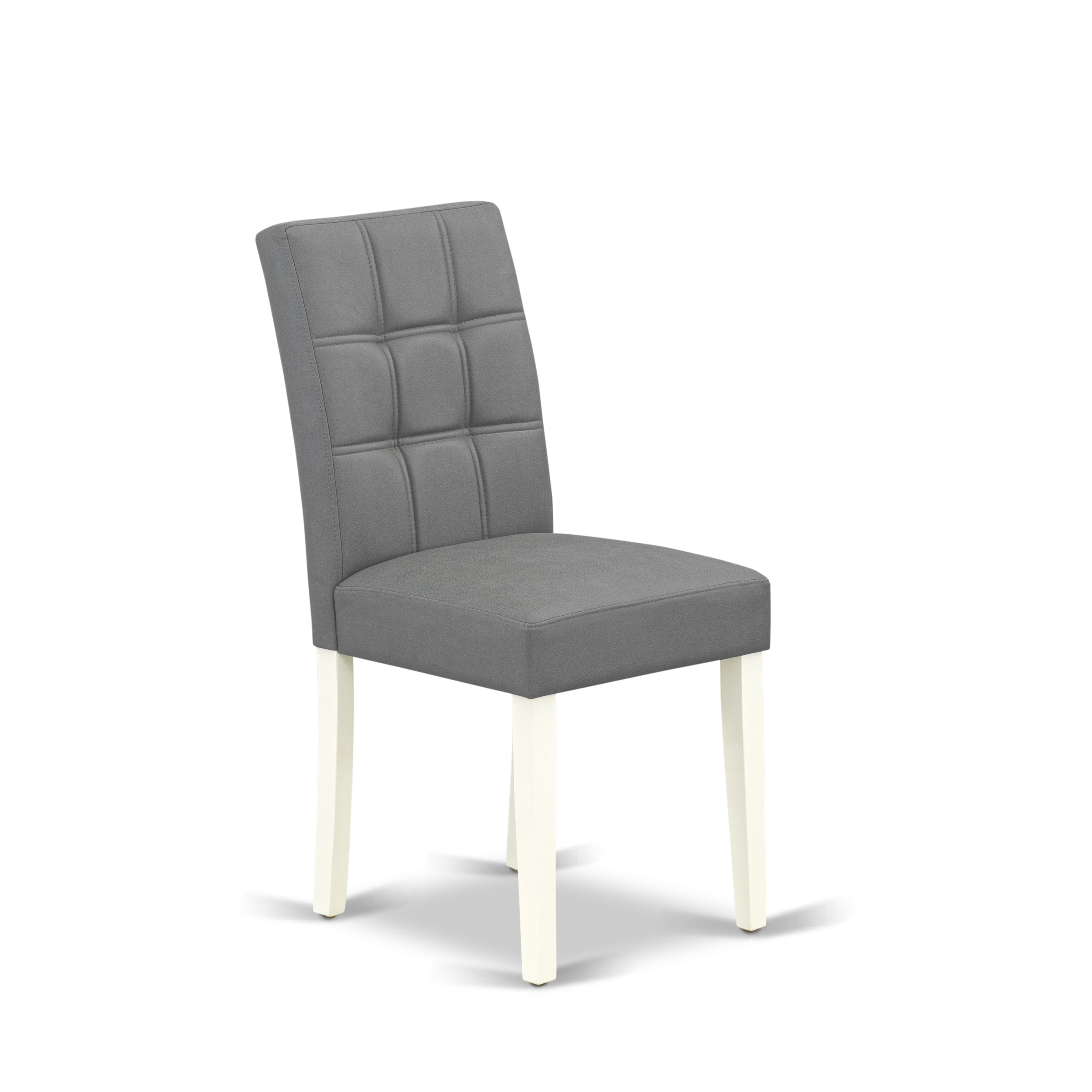 Luxe by East West Furniture 42AS5-208-41 -5 pc Mid-Century Modern Dining Set contains a Round Table and 4 Platinum Gray Faux Leather Mid Century Modern Chair with Stylish Back - Linen White
