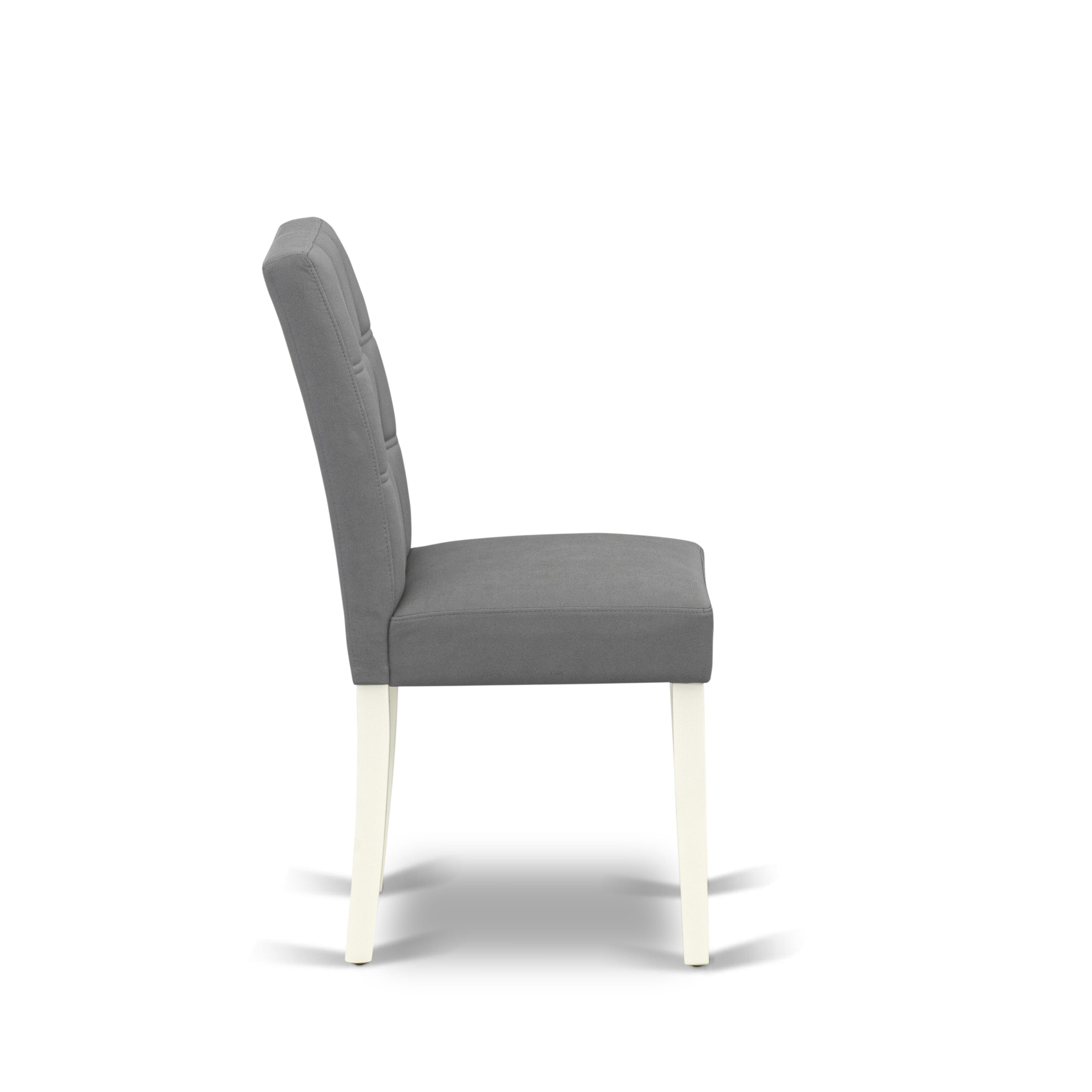 East West Furniture ASP2T41 Austin Kitchen Chairs Set of 2 - Platinum Gray Faux Leather Padded Seat and stylish Chair Back - Linen White Finish (SET OF 2)