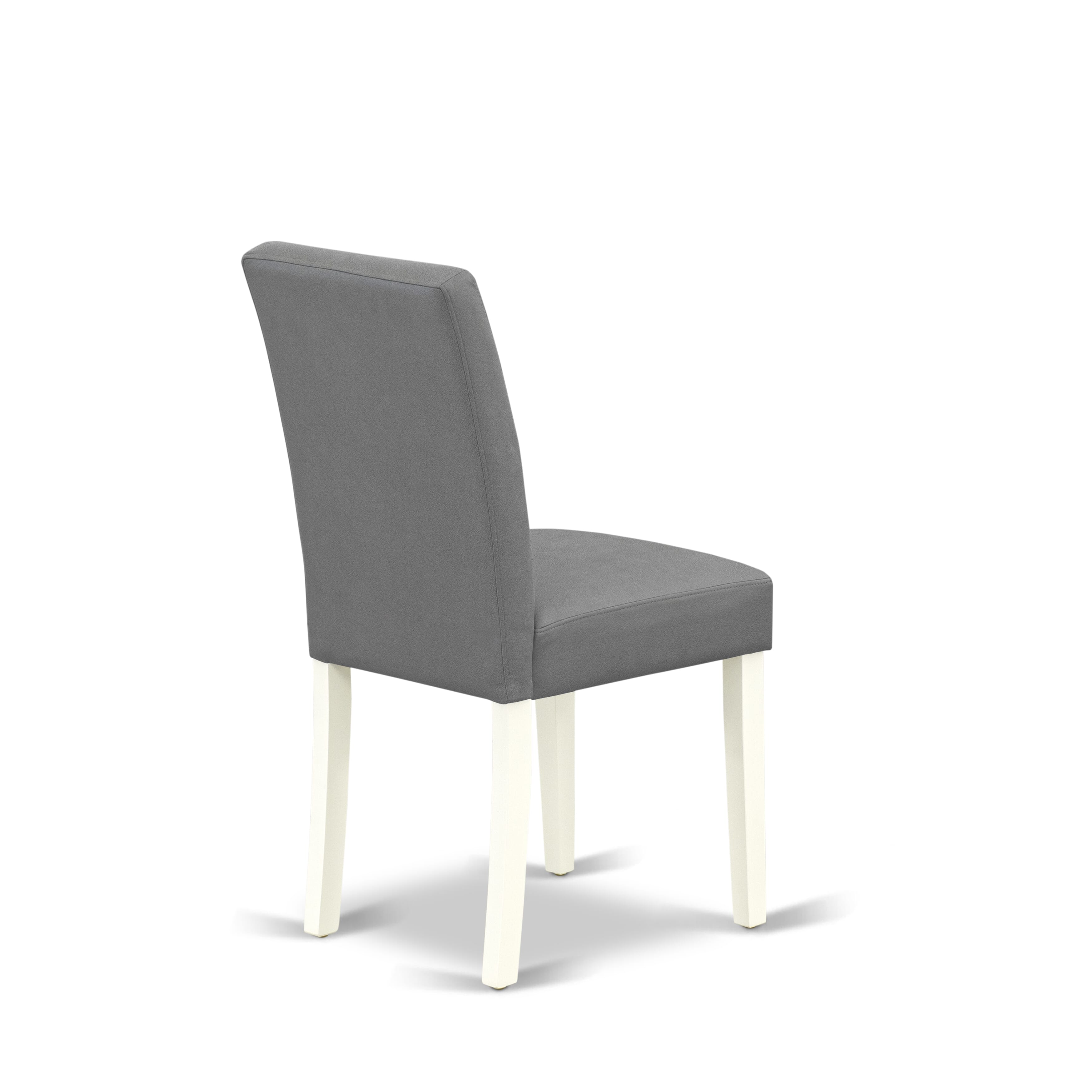 East West Furniture ASP2T41 Austin Kitchen Chairs Set of 2 - Platinum Gray Faux Leather Padded Seat and stylish Chair Back - Linen White Finish (SET OF 2)