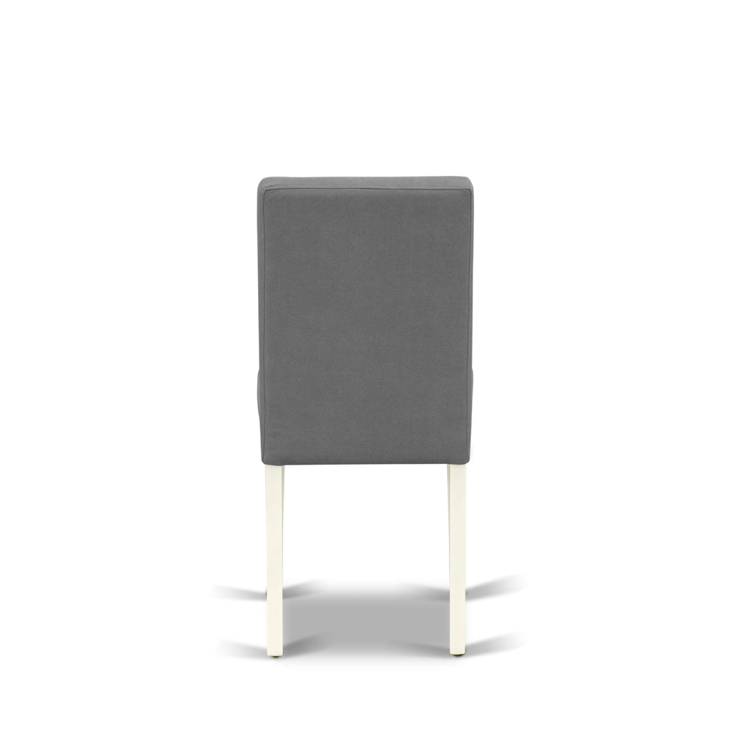East West Furniture SUAS3-LWH-41 3 Piece contain A Dining Table Set Wood Table and 2 Platinum Gray Faux Leather Kitchen Chairs with Stylish Back- Linen White Finish