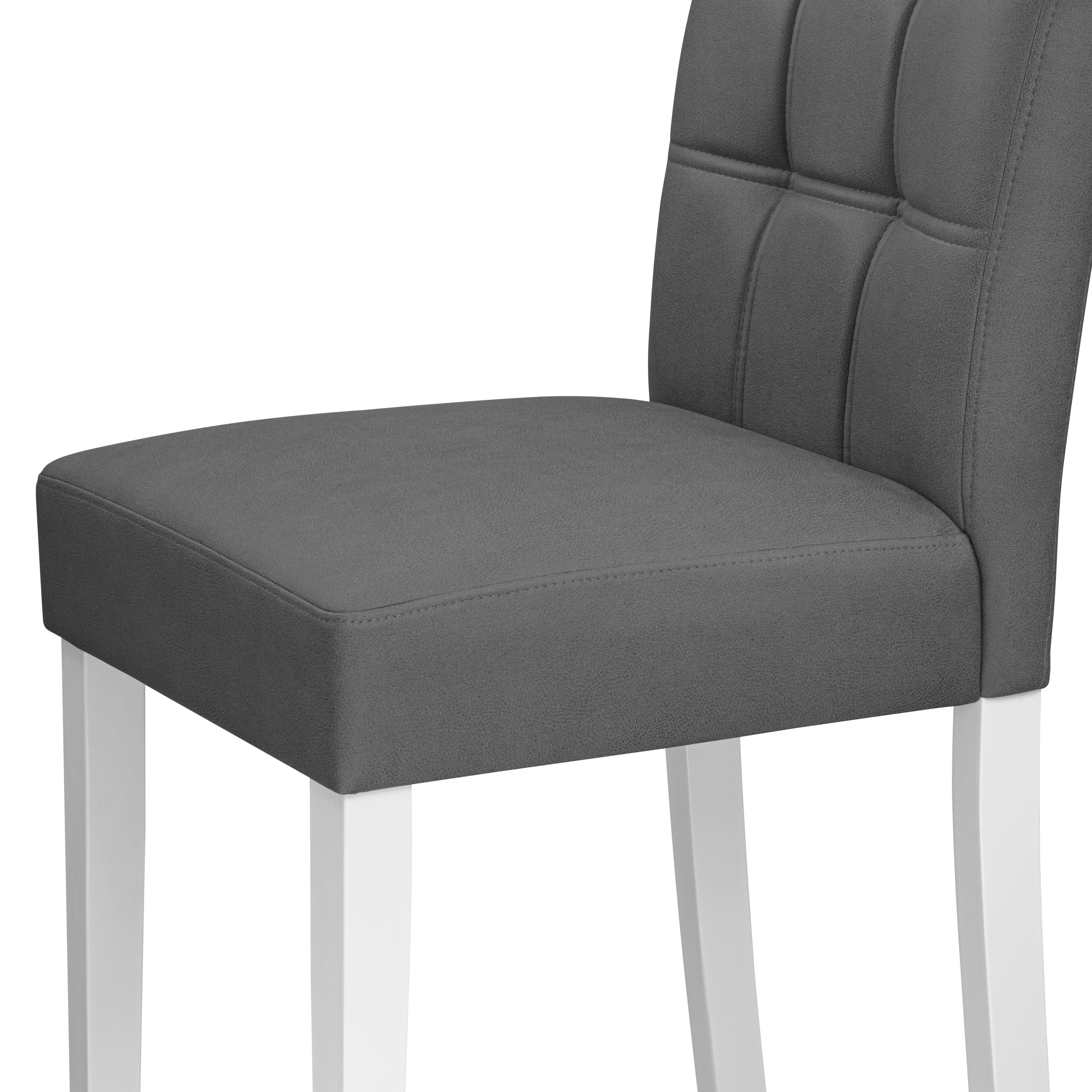 Luxe by East West Furniture 42AS5-208-41 -5 pc Mid-Century Modern Dining Set contains a Round Table and 4 Platinum Gray Faux Leather Mid Century Modern Chair with Stylish Back - Linen White