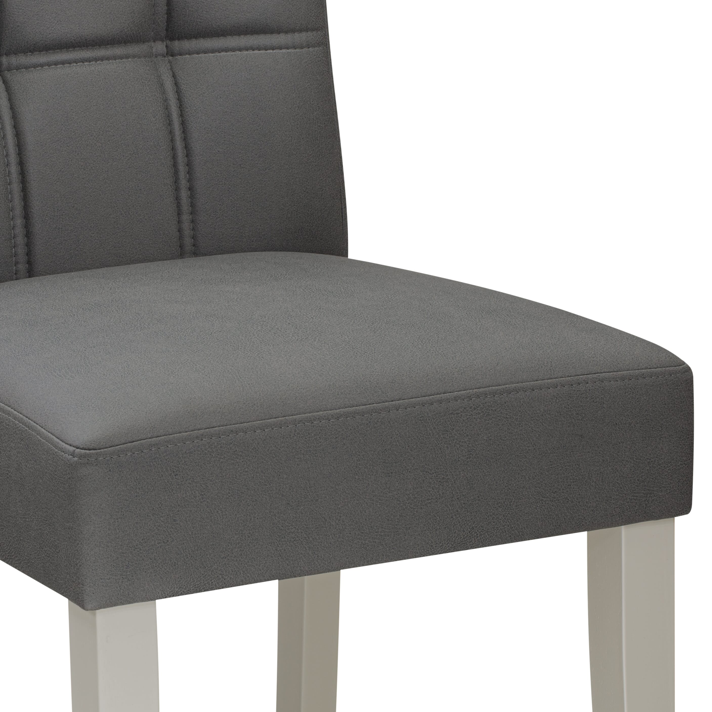 Luxe by East West Furniture 42AS3-208-41 -3 pc Mid-Century Dining Set consists of a Round Table and 2 Platinum Gray Faux Leather Dining Chair with Stylish Back - Linen White
