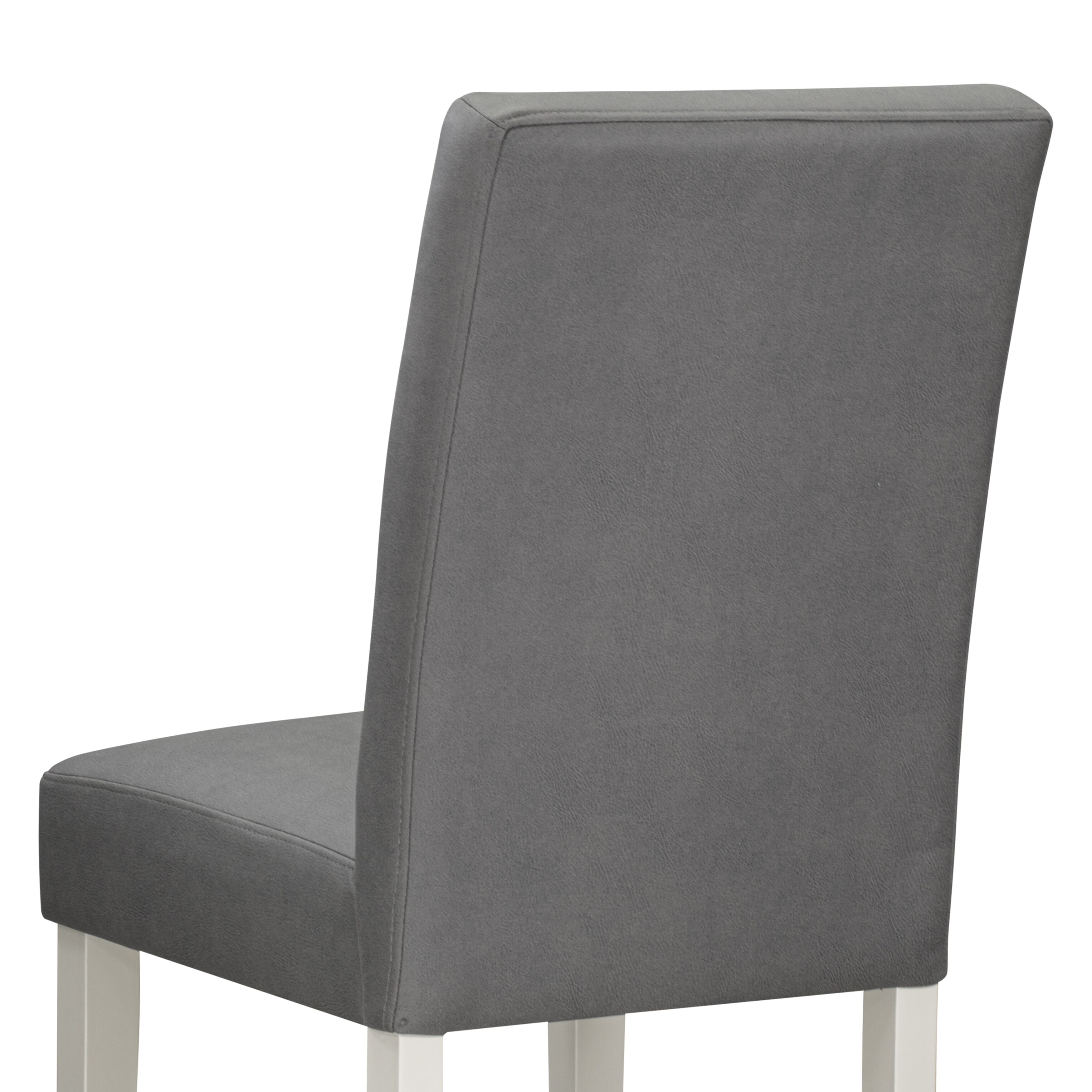 East West Furniture ASP2T41 Austin Kitchen Chairs Set of 2 - Platinum Gray Faux Leather Padded Seat and stylish Chair Back - Linen White Finish (SET OF 2)
