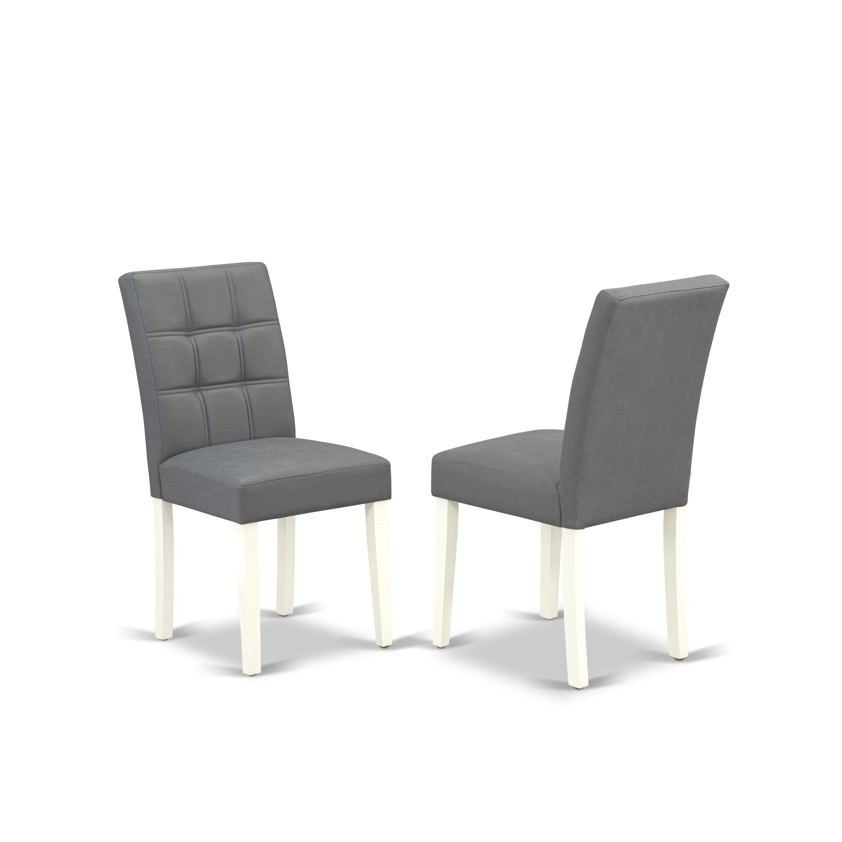 East West Furniture ASP2T41 Austin Kitchen Chairs Set of 2 - Platinum Gray Faux Leather Padded Seat and stylish Chair Back - Linen White Finish (SET OF 2)