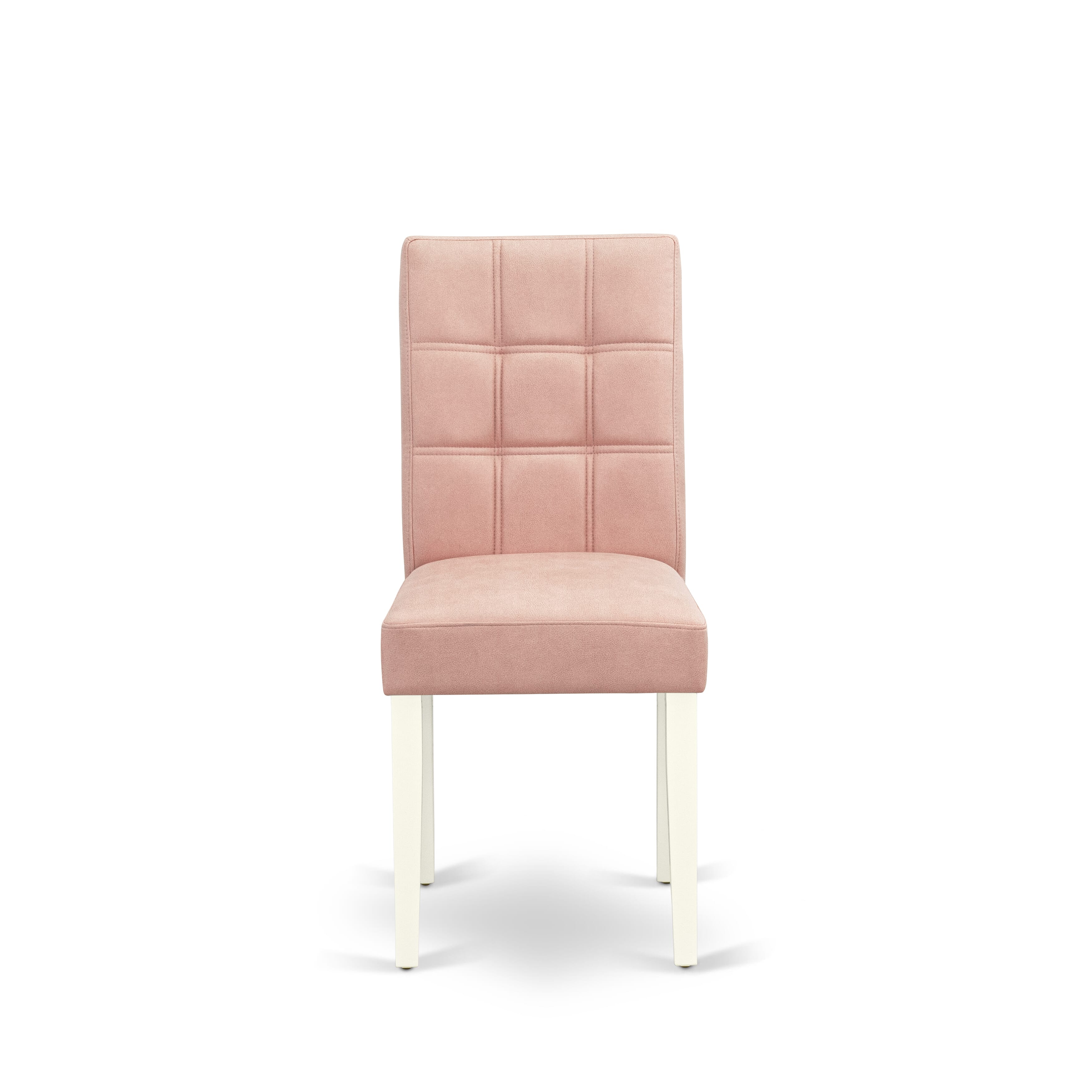 East West Furniture ASP2T42 Austin Parsons Modern Dining Chairs - Beige Red Faux Leather Upholstered Seat and stylish Chair Back - Linen White Finish (SET OF 2)