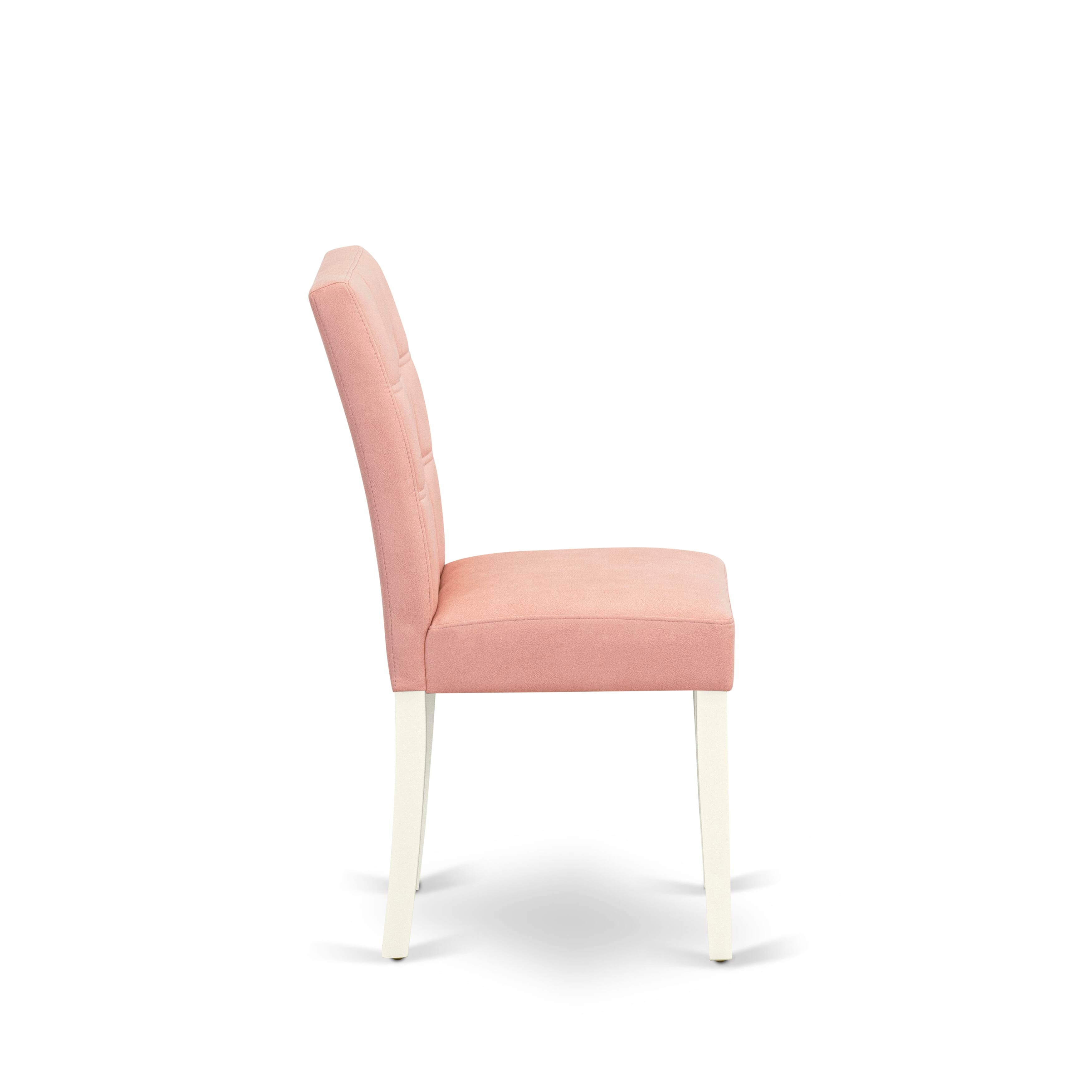 East West Furniture ASP2T42 Austin Parsons Modern Dining Chairs - Beige Red Faux Leather Upholstered Seat and stylish Chair Back - Linen White Finish (SET OF 2)