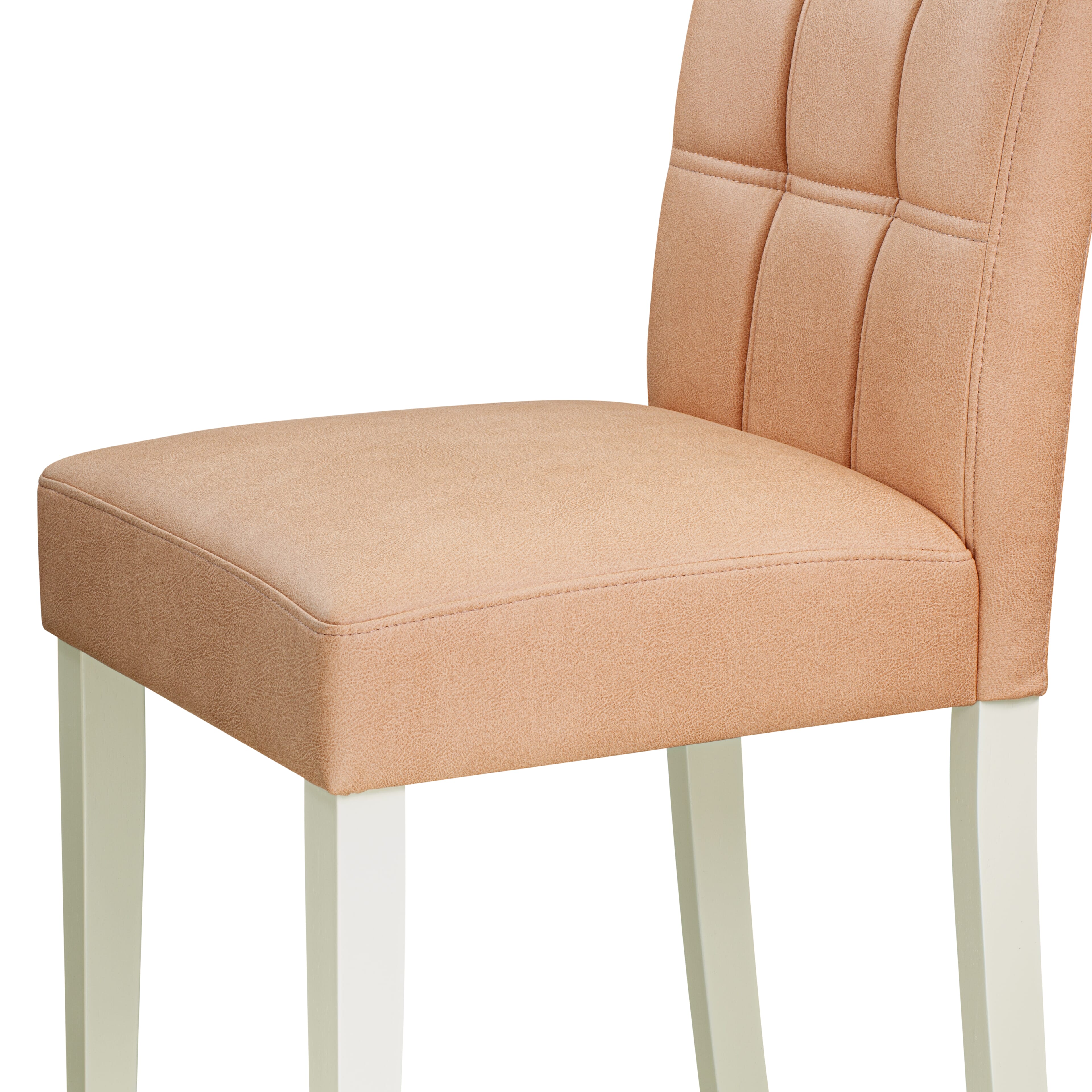 Luxe by East West Furniture 48AS5-204-42 5-Piece modern dining set includes a round pedestal breakfast table and 4 Stylish Back Parsons chairs with Light Beige Faux Leather, Linen White finish.