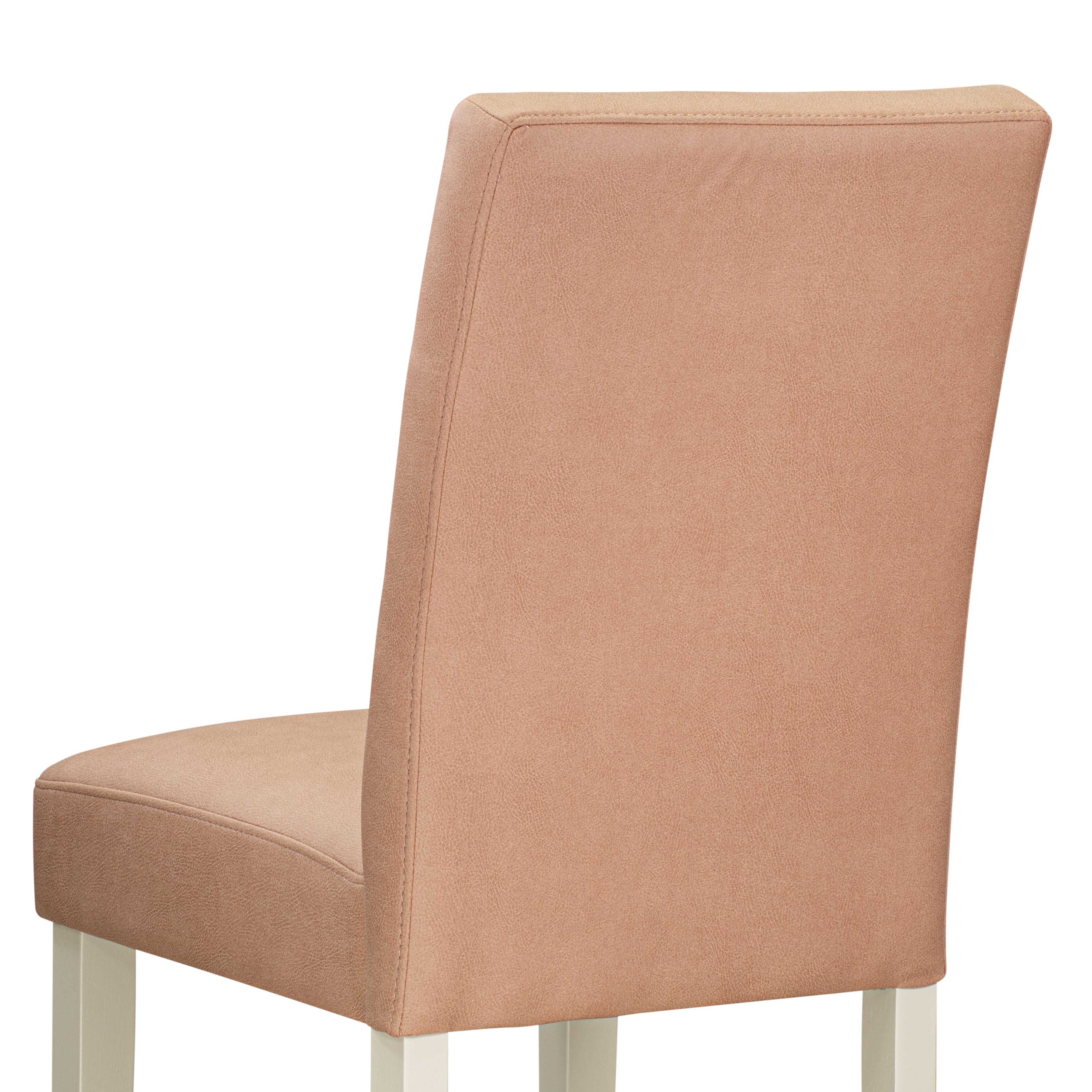 East West Furniture ASP2T42 Austin Parsons Modern Dining Chairs - Beige Red Faux Leather Upholstered Seat and stylish Chair Back - Linen White Finish (SET OF 2)