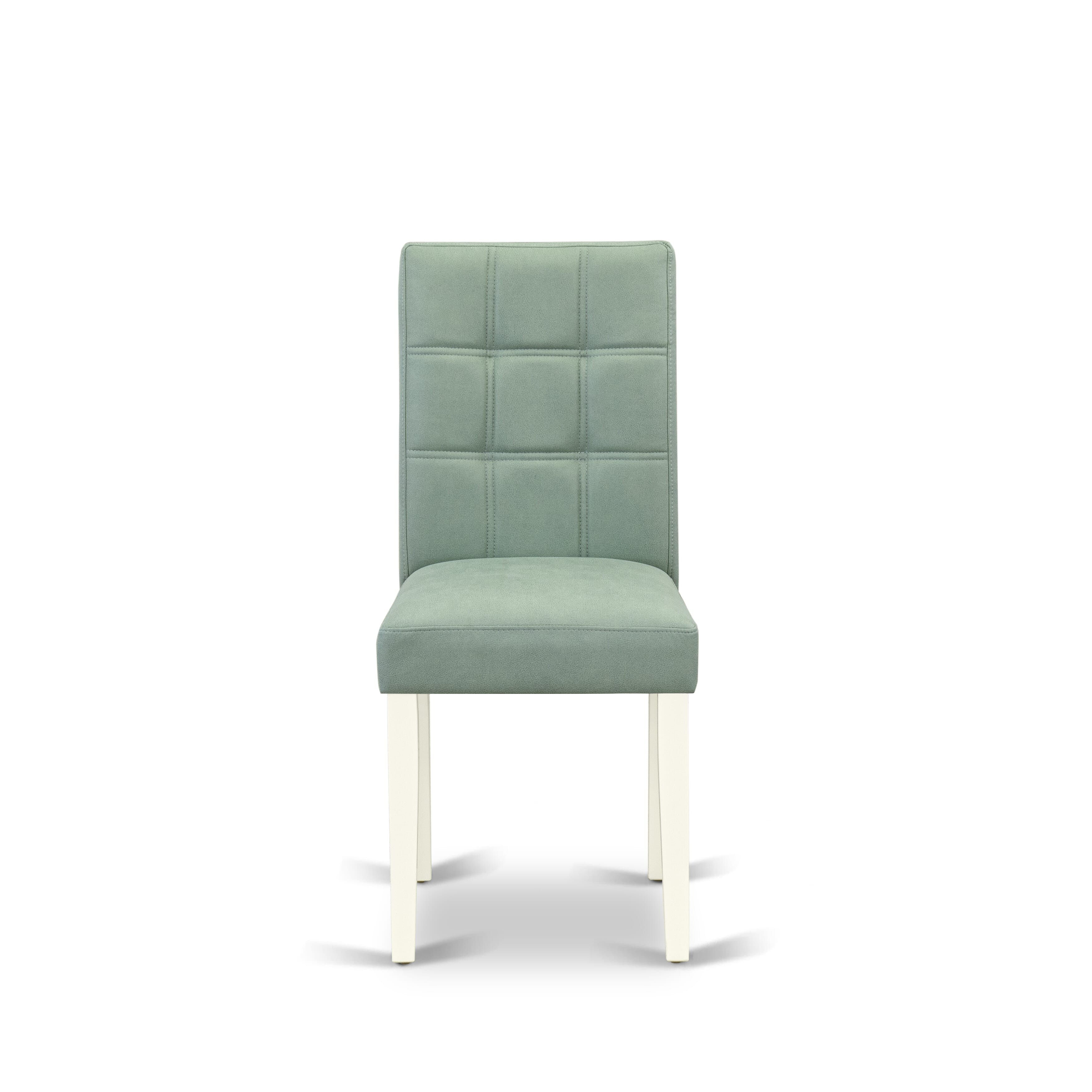 Luxe by East West Furniture 48AS5-204-43 5-Pc Dining Table Set Include a Dining Table with Veined Marble Pattern Tabletop and 4 Willow Green Faux Leather Chairs, Linen white