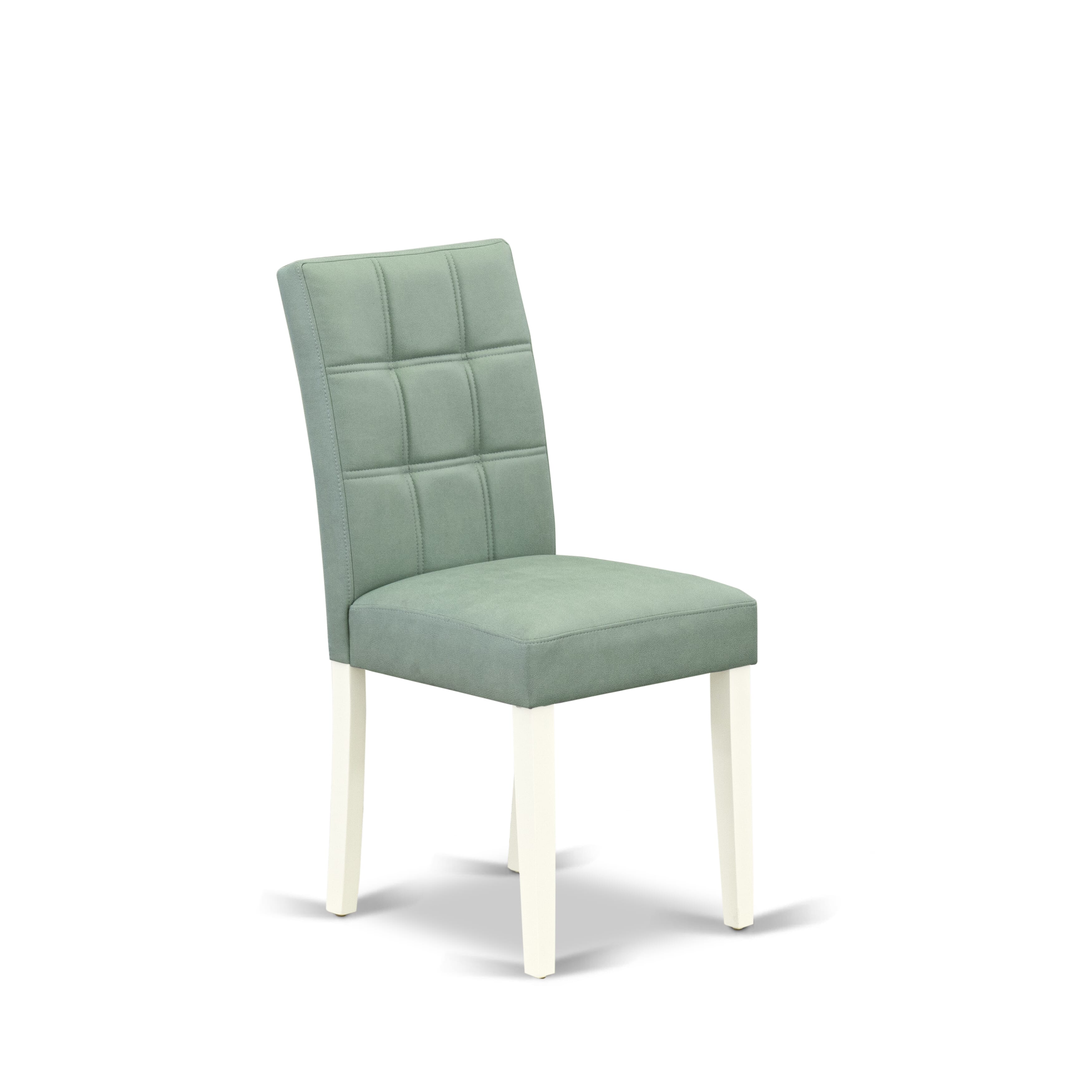 Luxe by East West Furniture 48AS5-204-43 5-Pc Dining Table Set Include a Dining Table with Veined Marble Pattern Tabletop and 4 Willow Green Faux Leather Chairs, Linen white