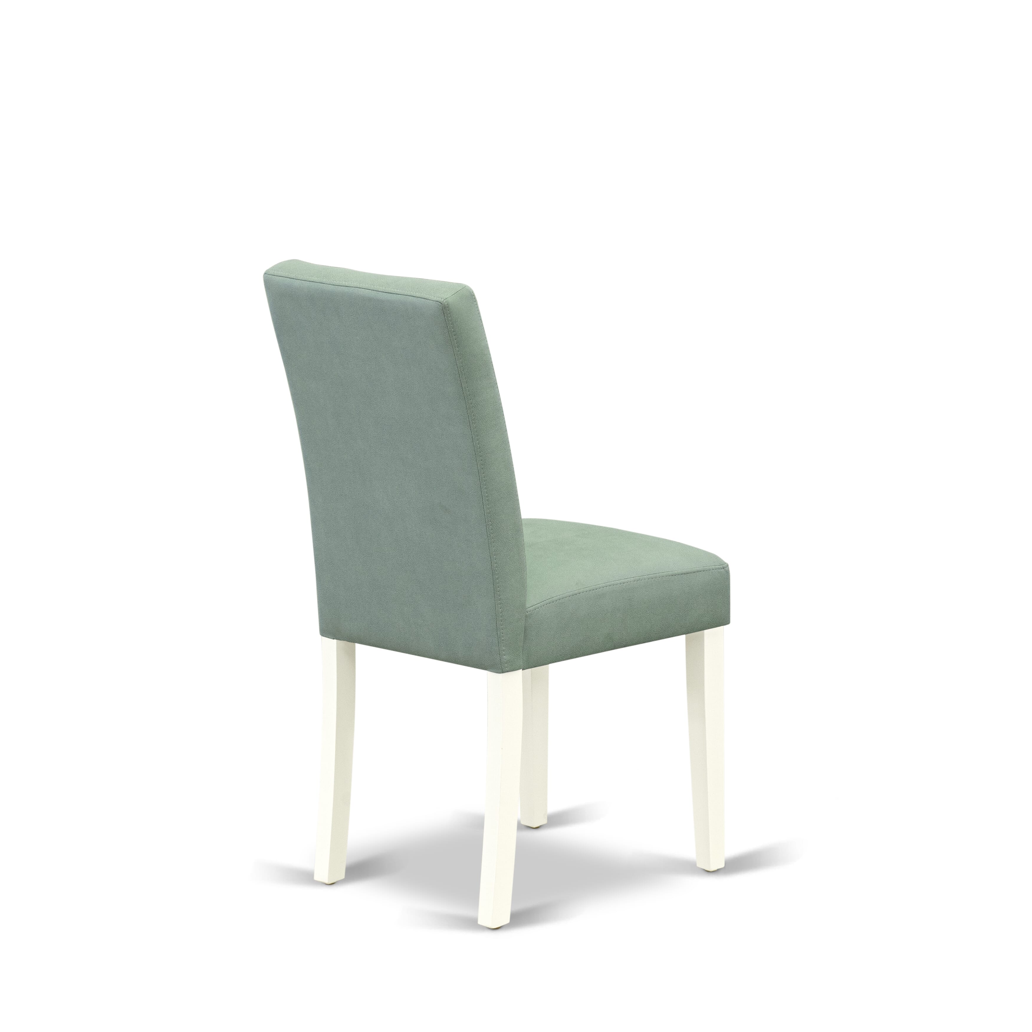 East West Furniture ASP2T43 Austin Parsons Dining Chairs - Willow Green Faux Leather Padded Seat and stylish Chair Back - Linen White Finish (SET OF 2)