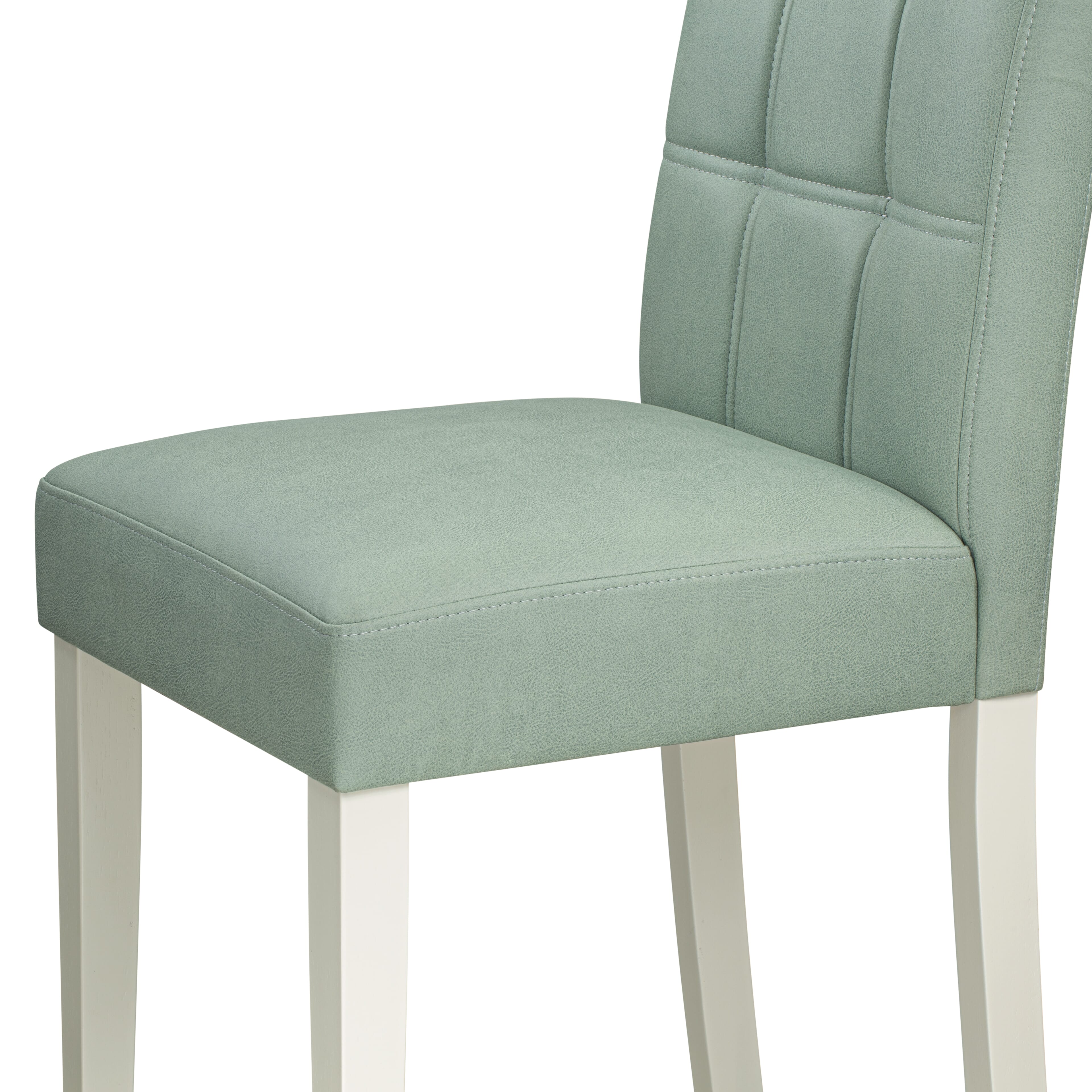 East West Furniture ASP2T43 Austin Parsons Dining Chairs - Willow Green Faux Leather Padded Seat and stylish Chair Back - Linen White Finish (SET OF 2)