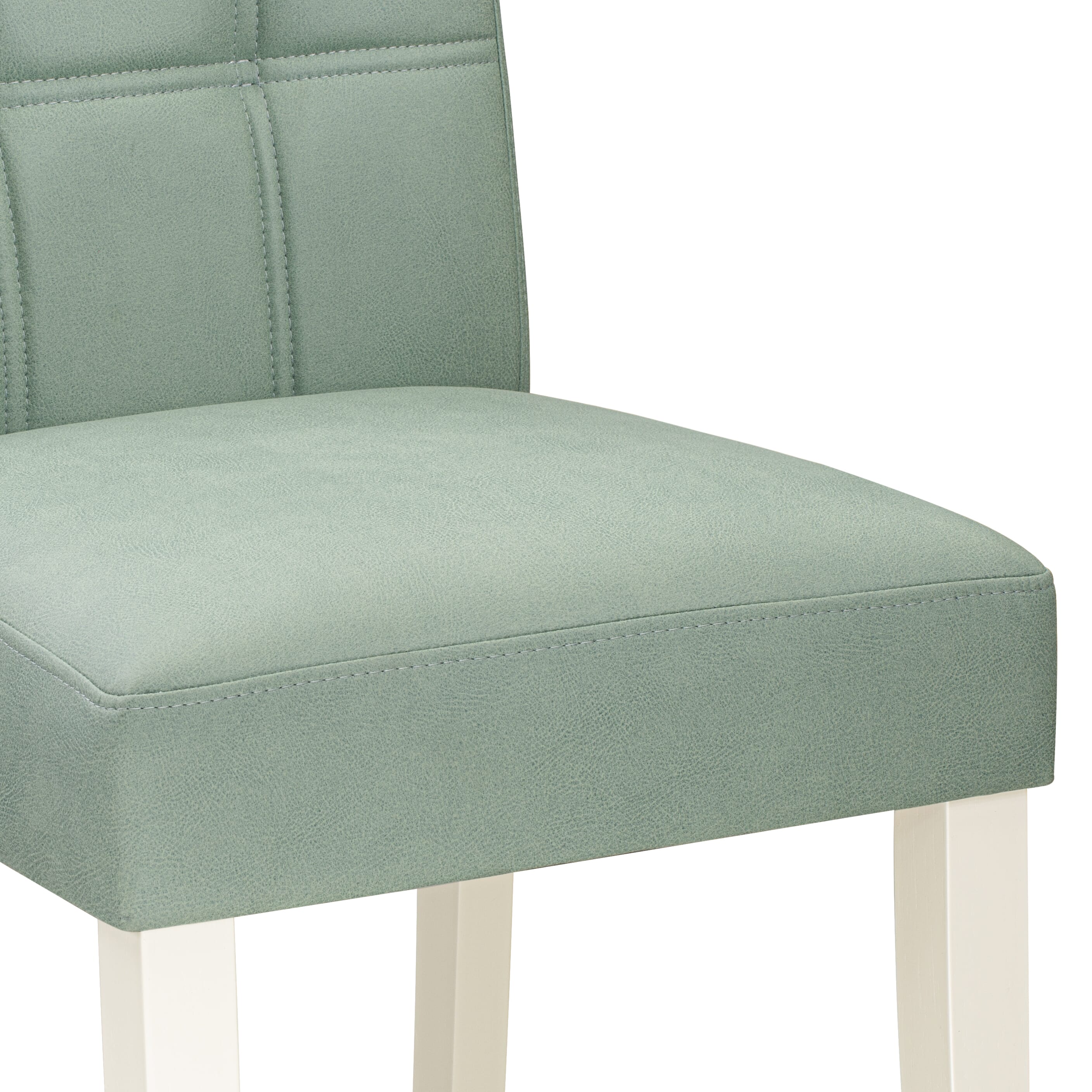Luxe by East West Furniture 42AS3-208-43 -3 pc Dinner Table Set contains a Round Table and 2 Willow Green Faux Leather Modern Dining Chair with Stylish Back - Linen White