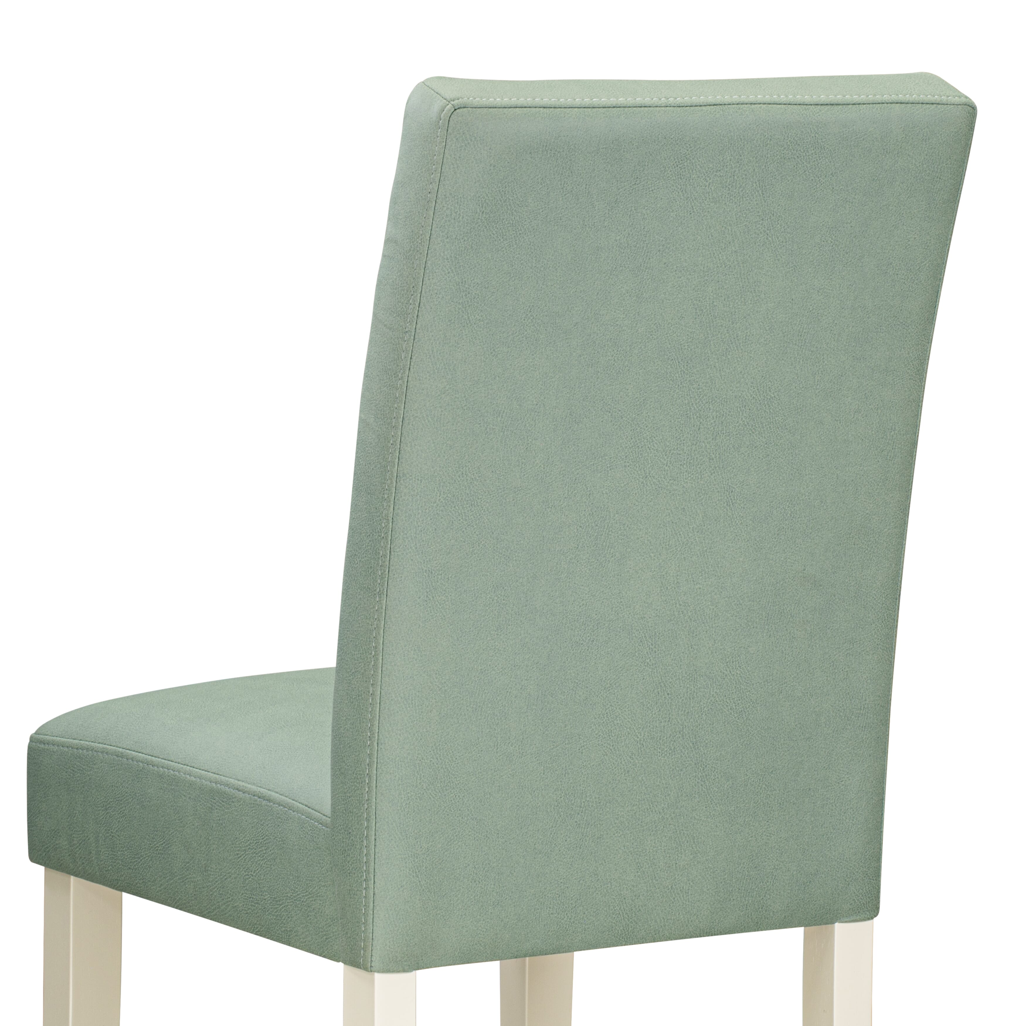 East West Furniture ASP2T43 Austin Parsons Dining Chairs - Willow Green Faux Leather Padded Seat and stylish Chair Back - Linen White Finish (SET OF 2)