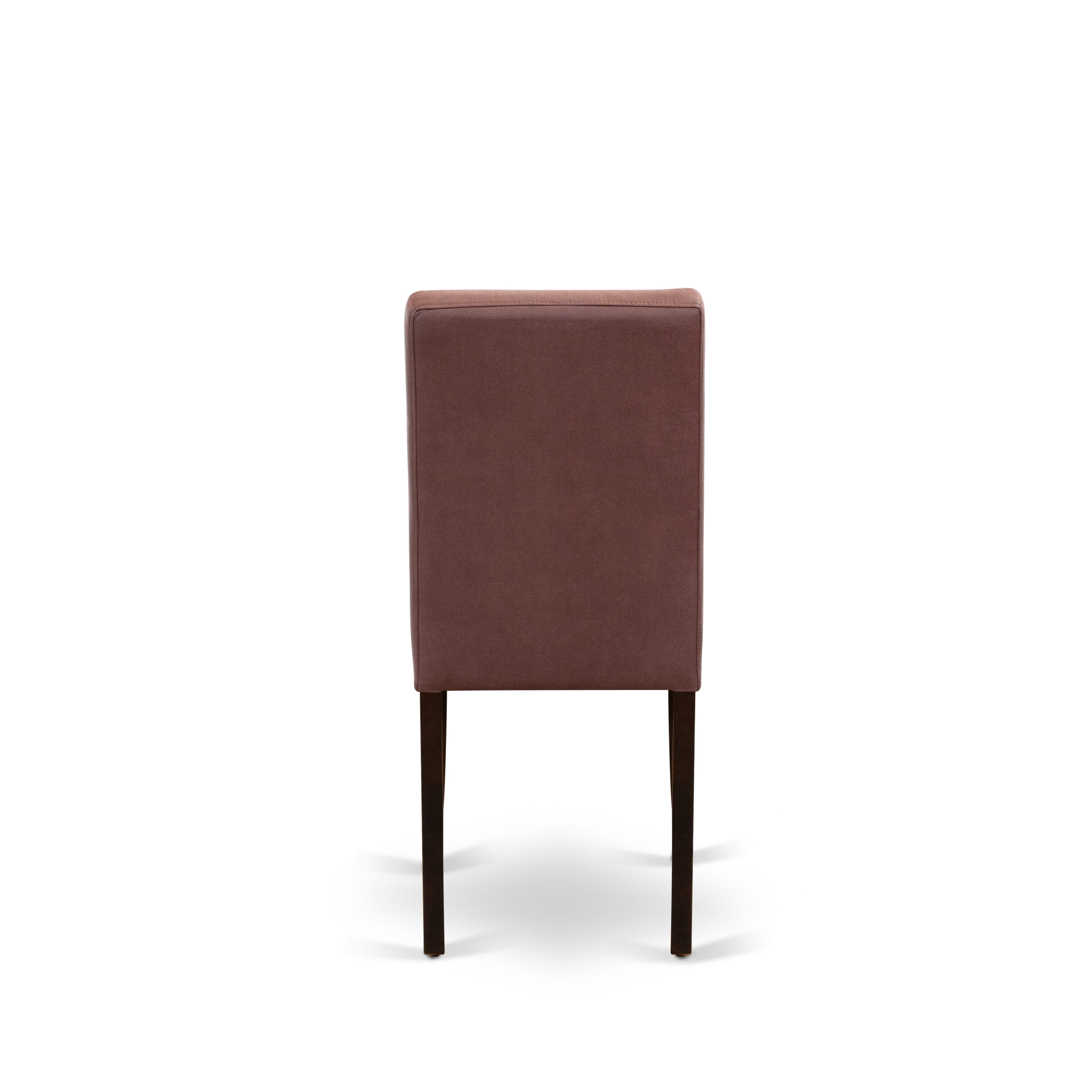 Luxe by East West Furniture 42AS5-307-26 5-Piece Dining Set includes a pedestal table and 4 Stylish Back Parsons chairs with Burgundy linen fabric, Mahogany finish.