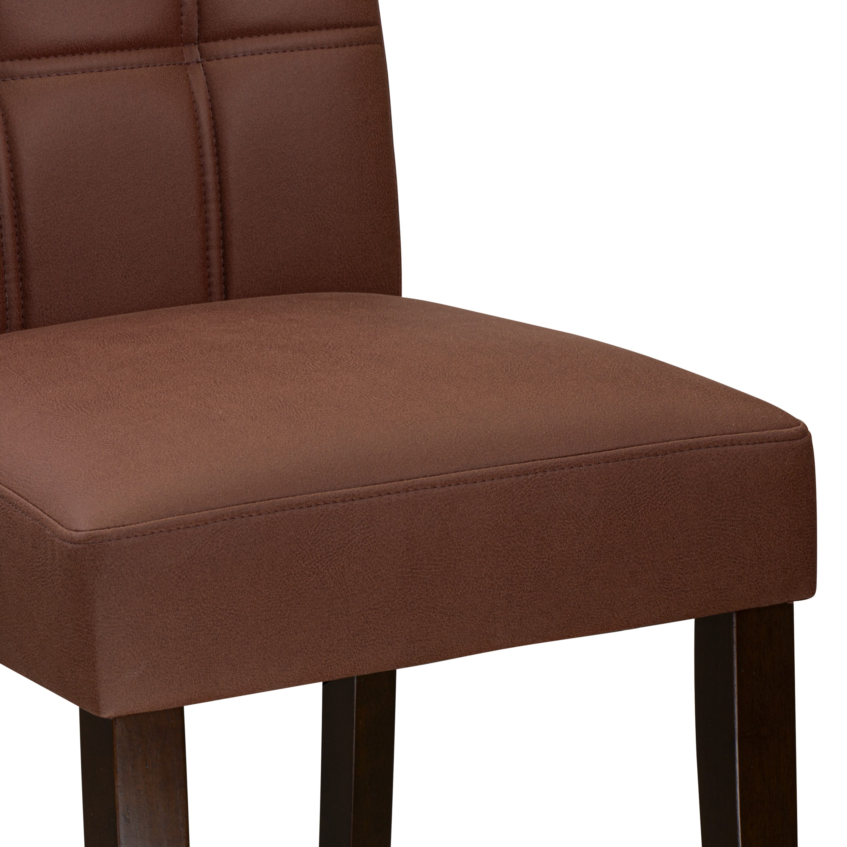 Luxe by East West Furniture 42AS5-307-26 5-Piece Dining Set includes a pedestal table and 4 Stylish Back Parsons chairs with Burgundy linen fabric, Mahogany finish.