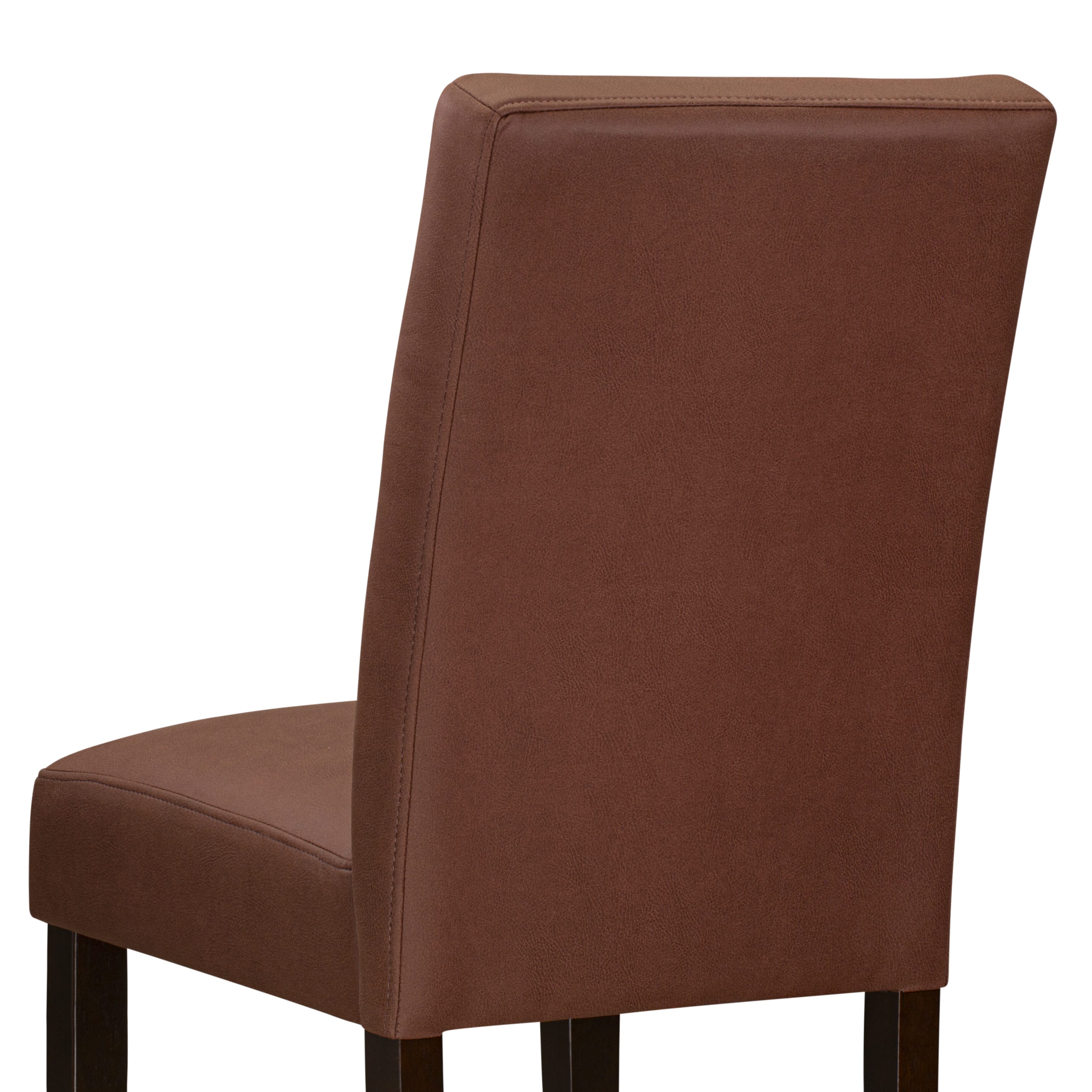 East West Furniture ASP3T26 Austin Upholstered Dining Chairs- Burgundy Faux Leather Upholstered Seat and stylish Chair Back - Mahogany Finish (SET OF 2)