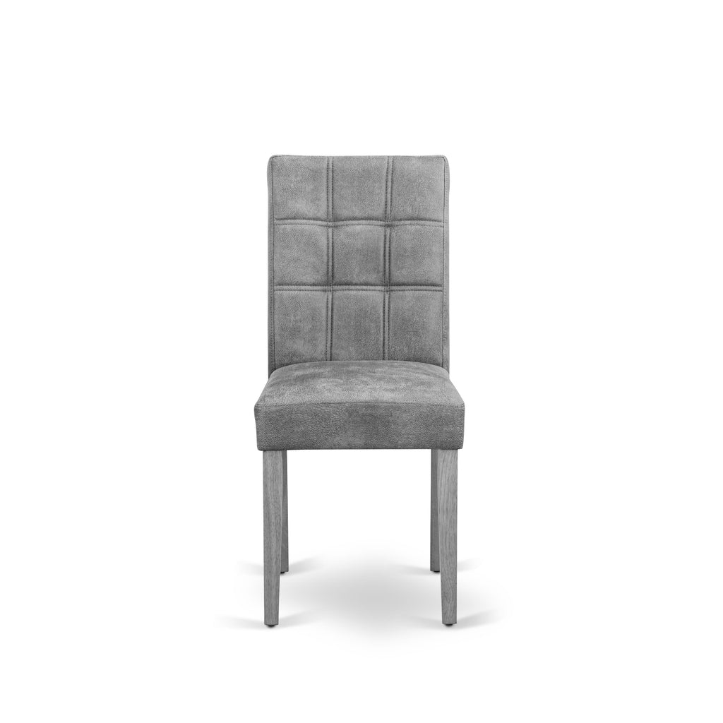 East West Furniture AVAS5-OAK-28 5 Piece Mid Century Modern Dining Set contain A Dinner Table and 4 Brown Textured Faux Leather Upholstered Chairs