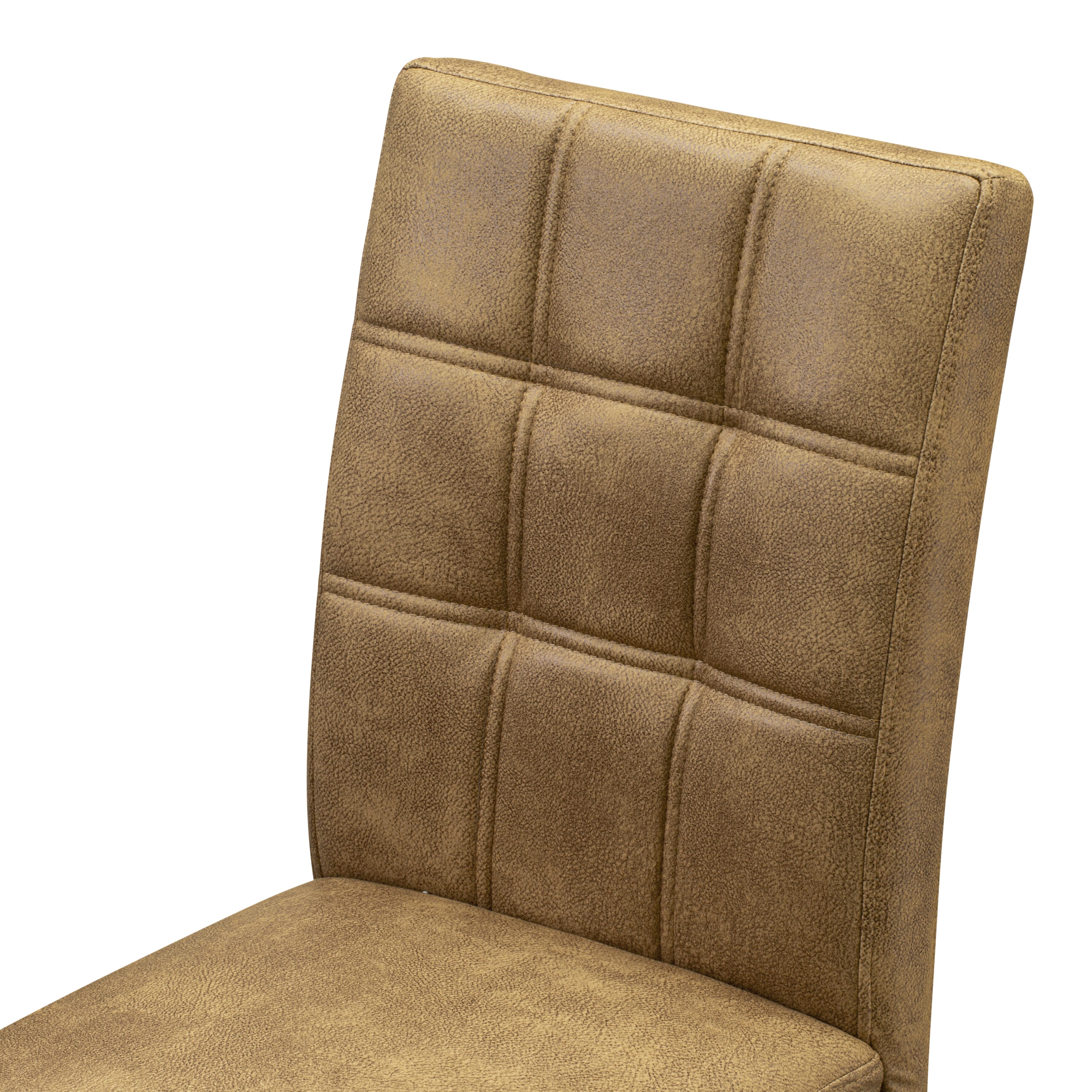East West Furniture ASP4T28 Austin Parsons Kitchen Chairs - Brown Textured Faux Leather Padded Seat and stylish Chair Back � Oak Finish (SET OF 2)