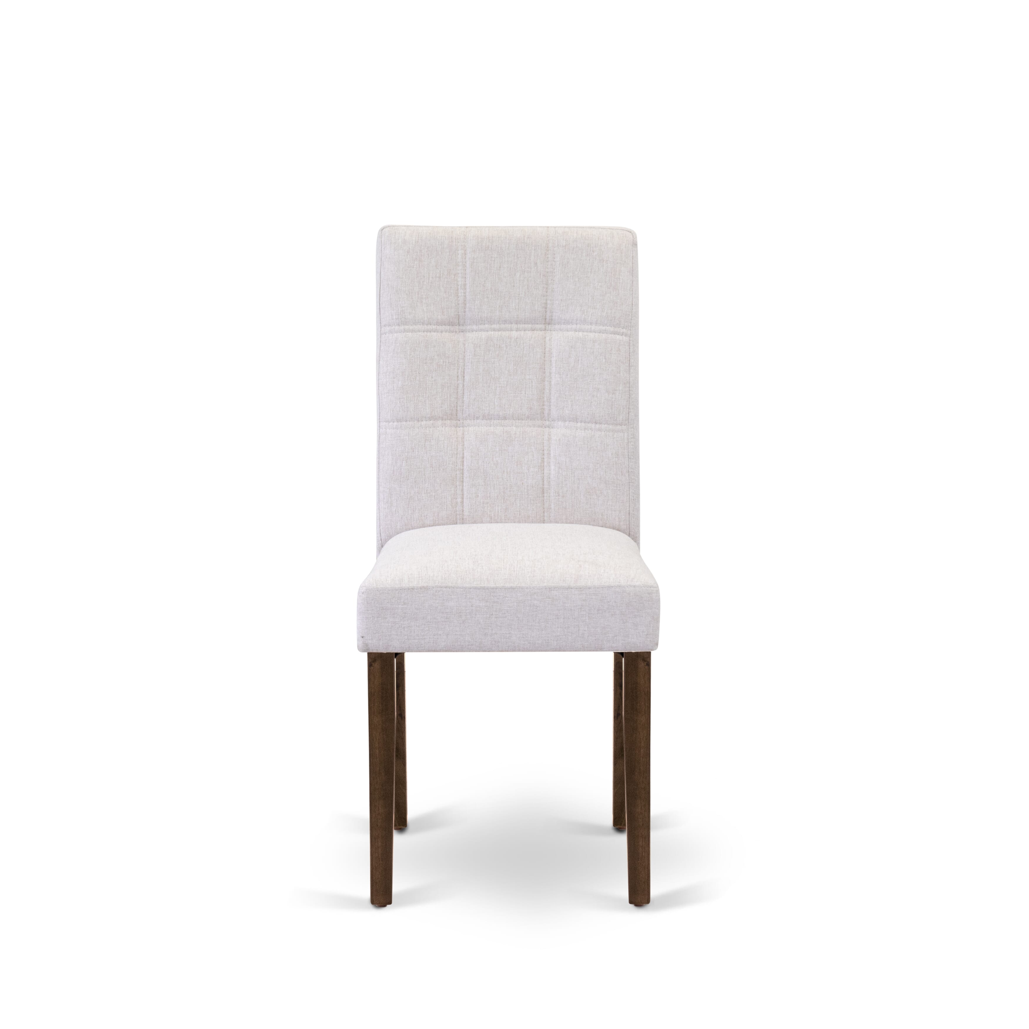 East West Furniture ASP8T08 Austin Parsons Kitchen Chairs - Mist Beige Linen Fabric Padded Seat and stylish Chair Back � Antique Walnut Finish (SET OF 2)