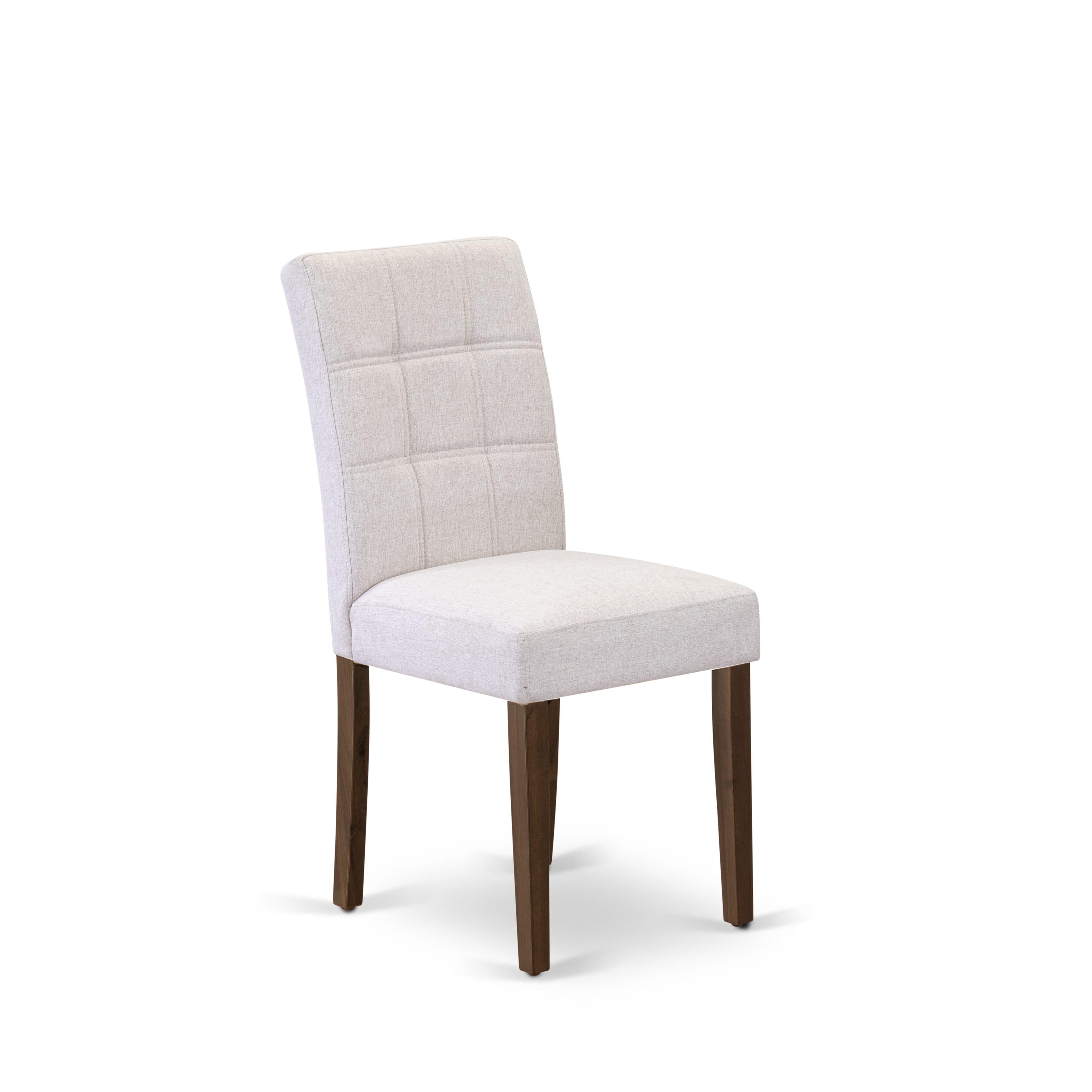 East West Furniture ASP8T08 Austin Parsons Kitchen Chairs - Mist Beige Linen Fabric Padded Seat and stylish Chair Back � Antique Walnut Finish (SET OF 2)