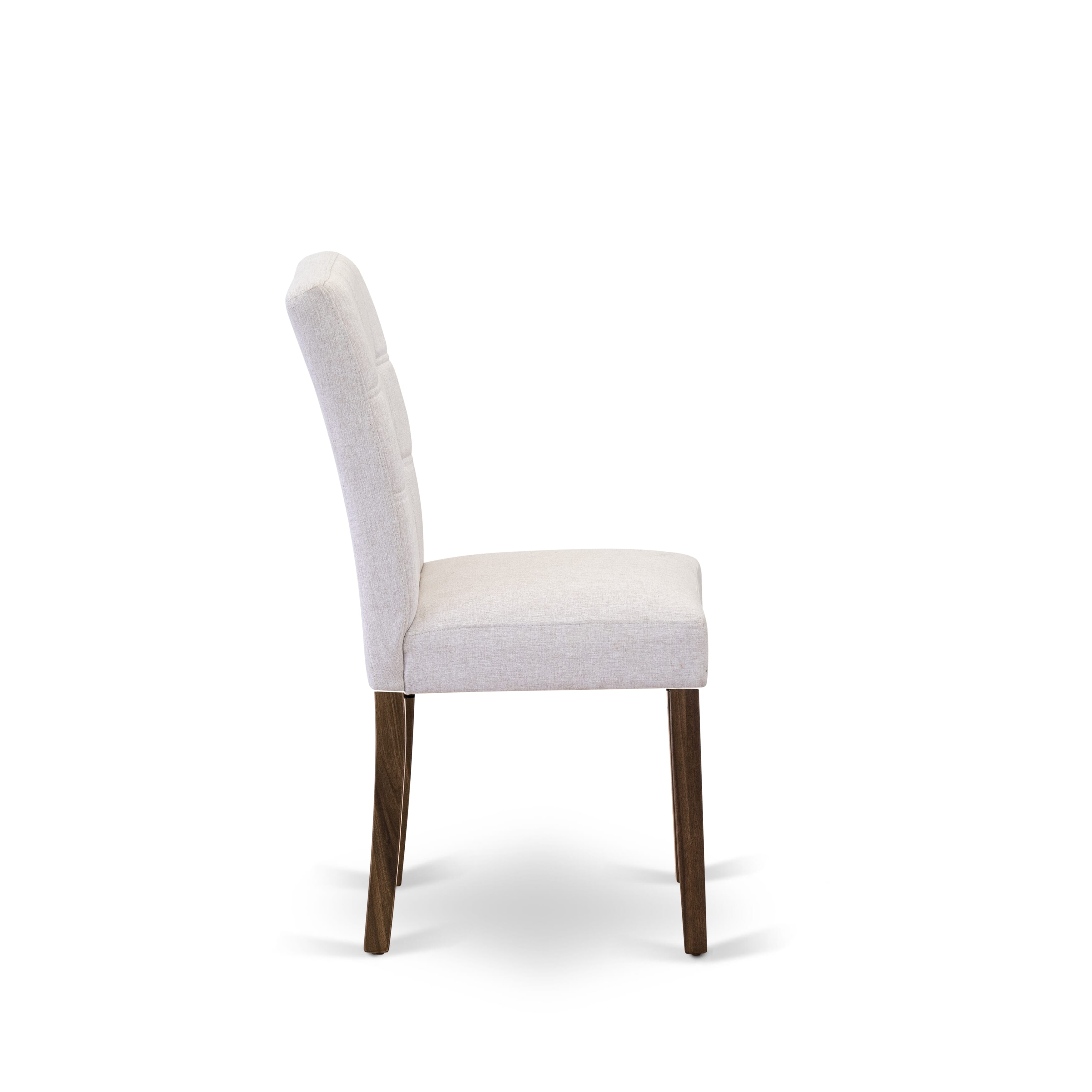 East West Furniture ASP8T08 Austin Parsons Kitchen Chairs - Mist Beige Linen Fabric Padded Seat and stylish Chair Back � Antique Walnut Finish (SET OF 2)