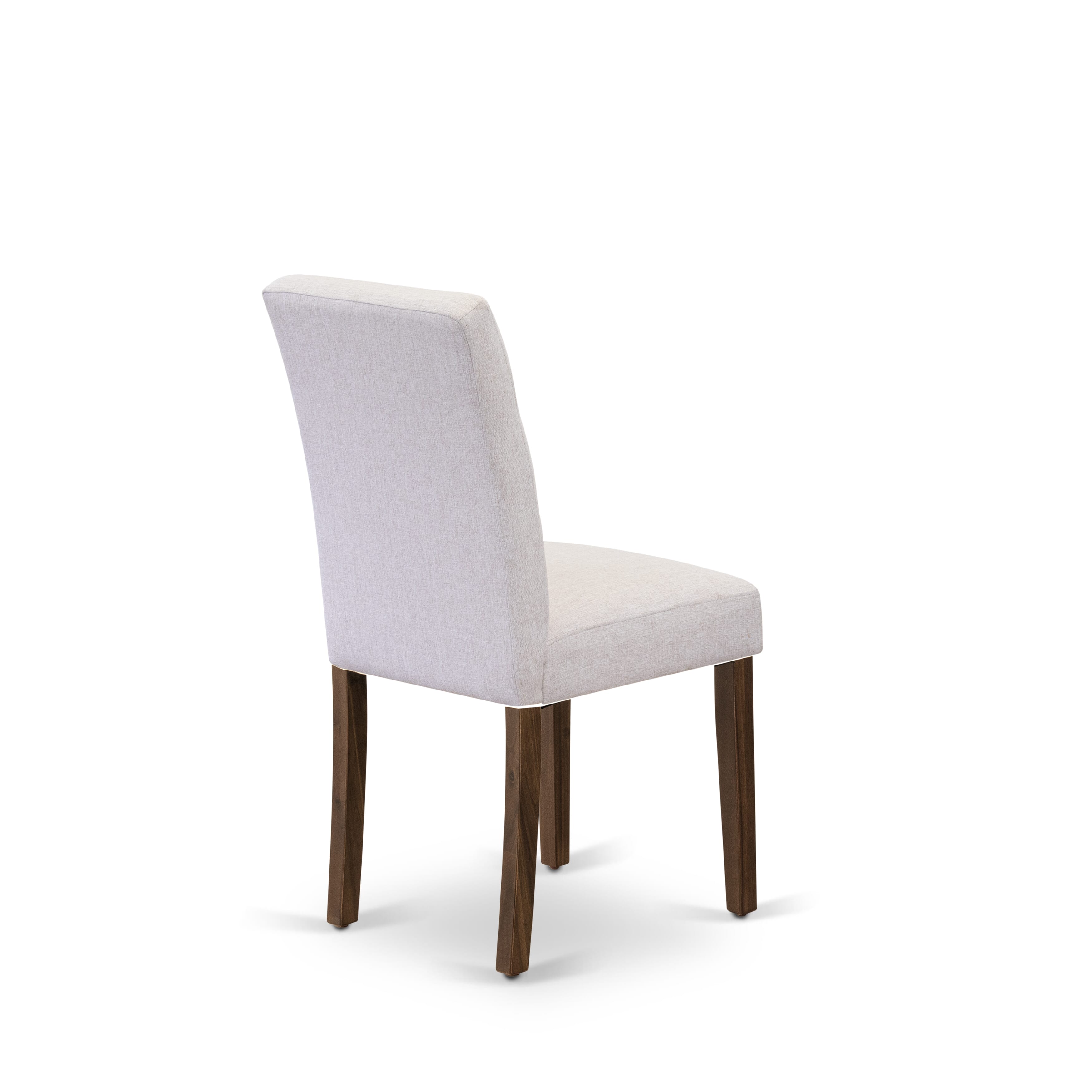 East West Furniture ASP8T08 Austin Parsons Kitchen Chairs - Mist Beige Linen Fabric Padded Seat and stylish Chair Back � Antique Walnut Finish (SET OF 2)