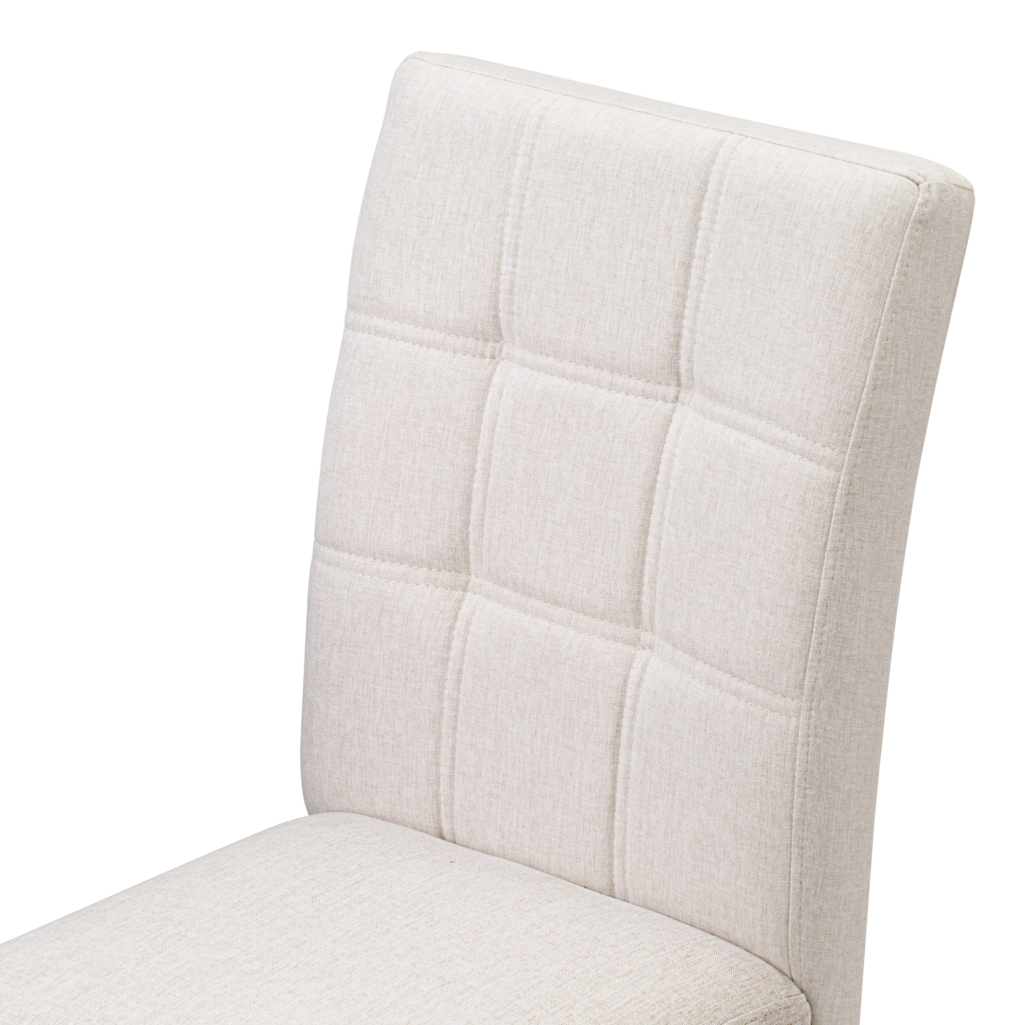 East West Furniture ASP8T08 Austin Parsons Kitchen Chairs - Mist Beige Linen Fabric Padded Seat and stylish Chair Back � Antique Walnut Finish (SET OF 2)