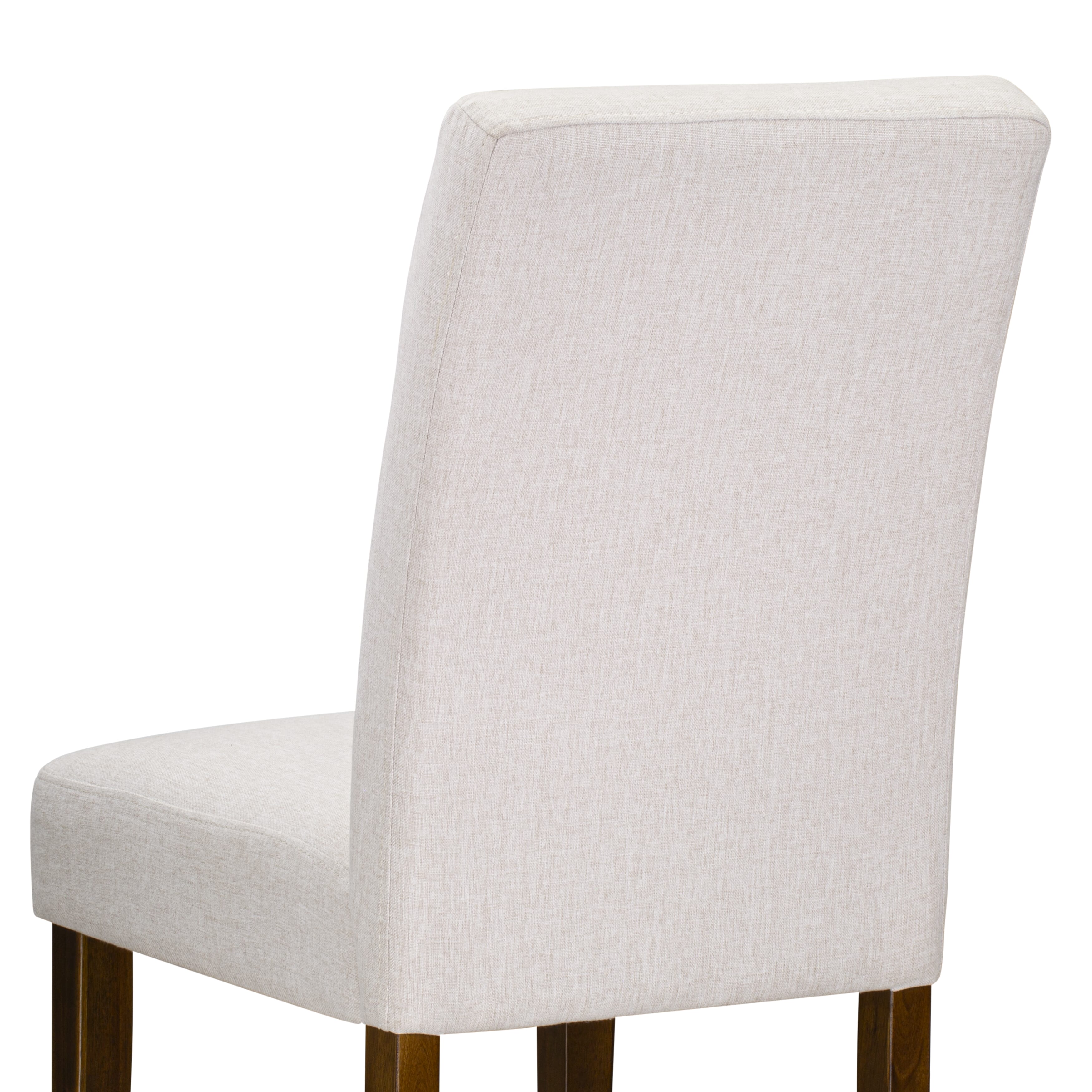 East West Furniture ASP8T08 Austin Parsons Kitchen Chairs - Mist Beige Linen Fabric Padded Seat and stylish Chair Back � Antique Walnut Finish (SET OF 2)