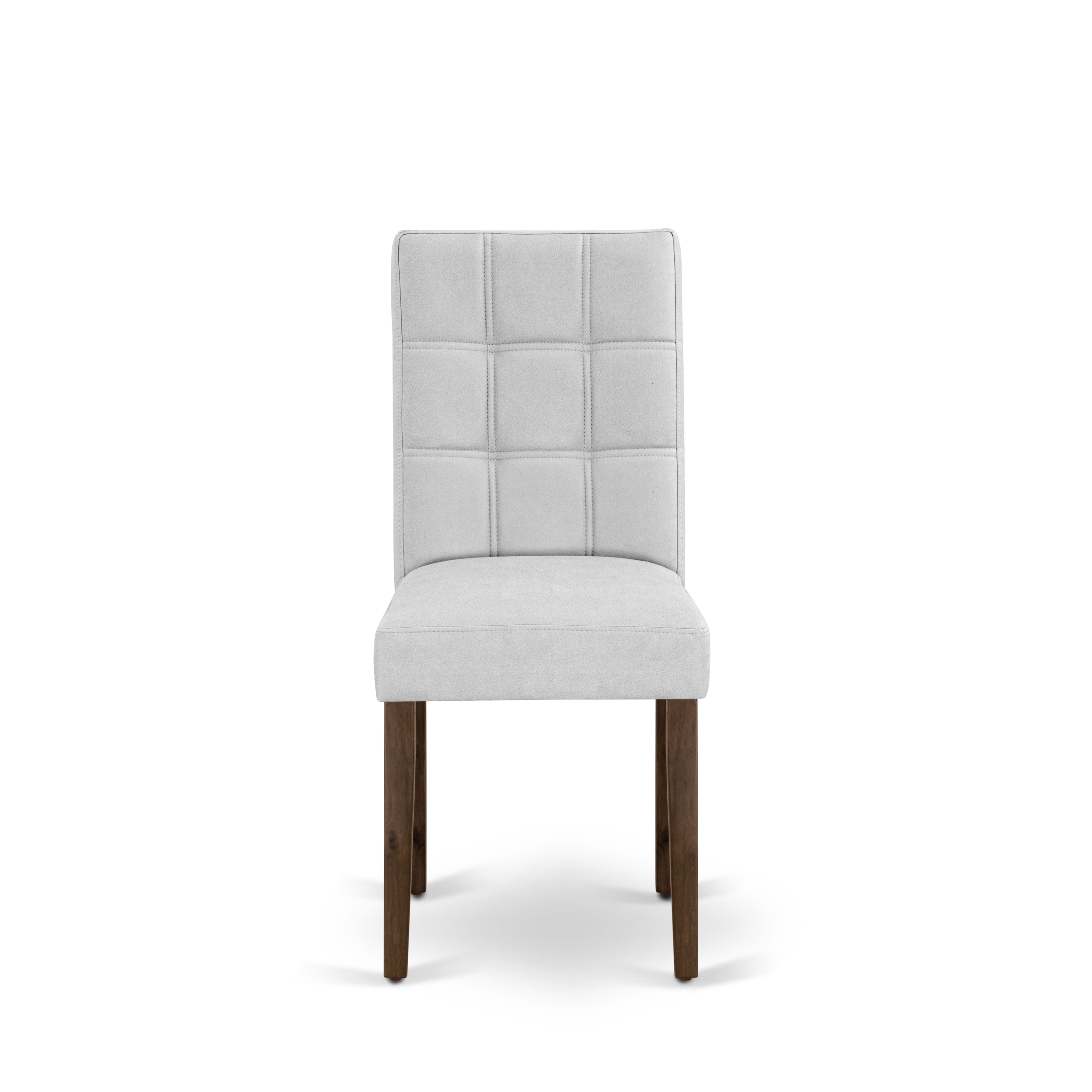 East West Furniture ASP8T27 Austin Parsons Dining Room Chairs - Light Gray Faux Leather Upholstered Seat and stylish Chair Back � Antique Walnut Finish (SET OF 2)