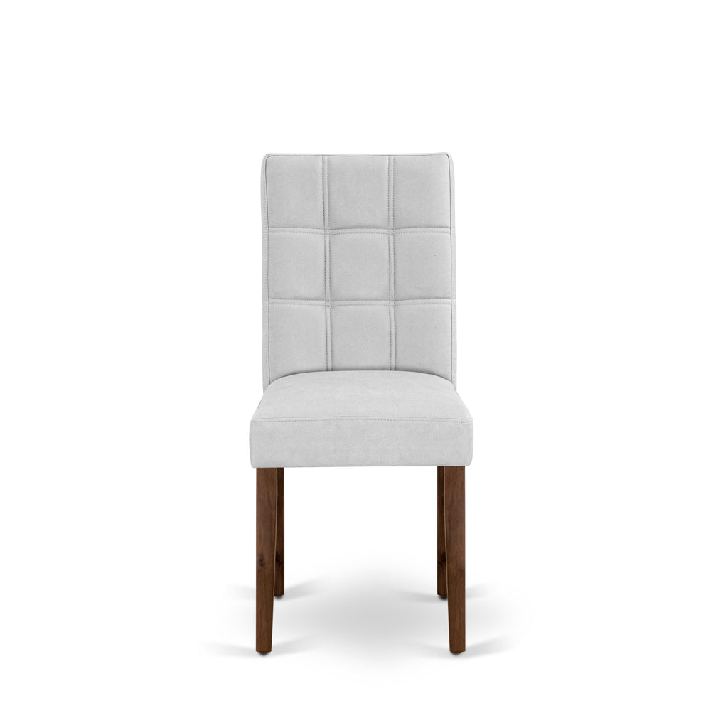 East West Furniture ANAS3-AWA-27 3 Piece Modern Dining Set consists A Dinning Table and 2 Light Gray Faux Leather Dinner Chairs, Antique Walnut
