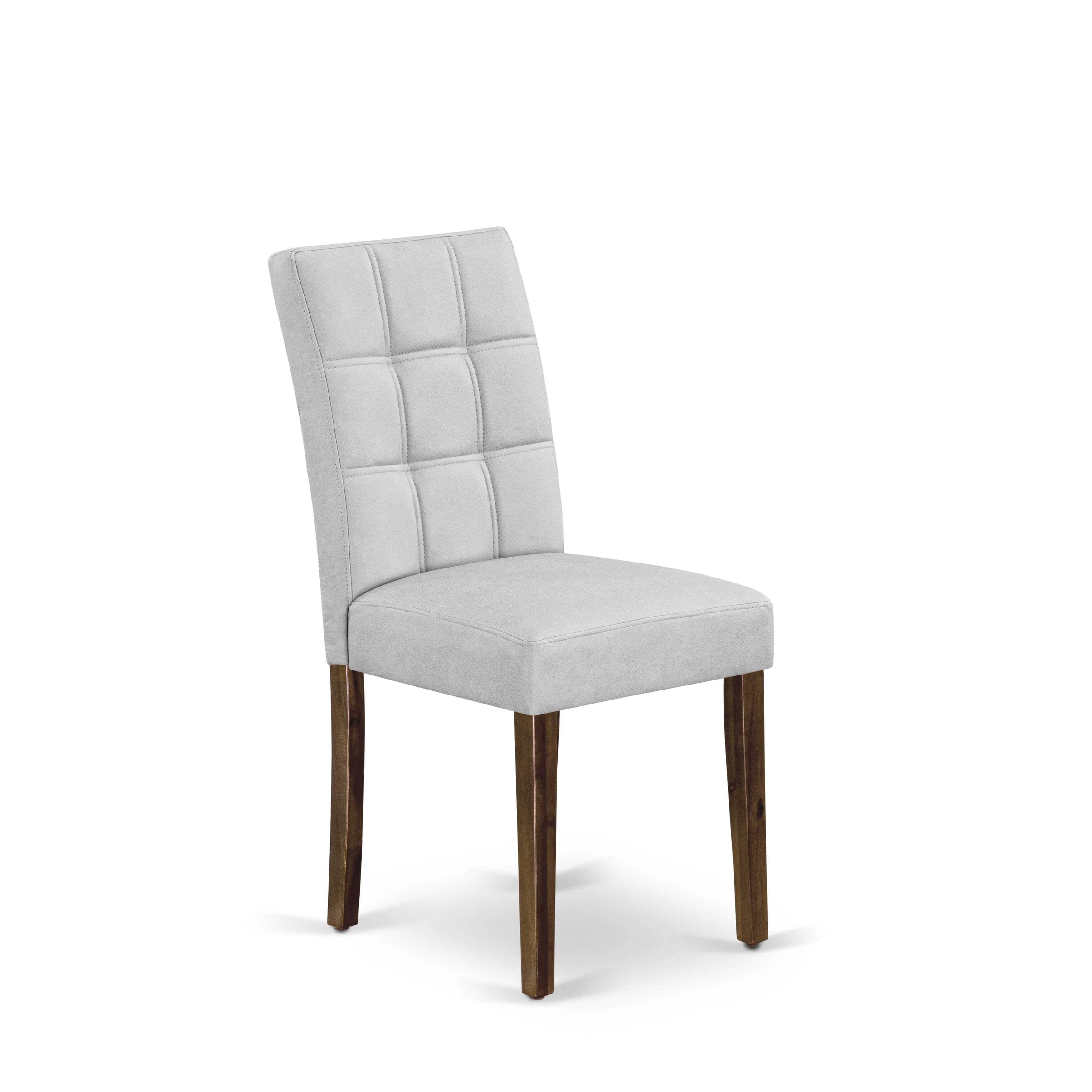 East West Furniture ASP8T27 Austin Parsons Dining Room Chairs - Light Gray Faux Leather Upholstered Seat and stylish Chair Back � Antique Walnut Finish (SET OF 2)