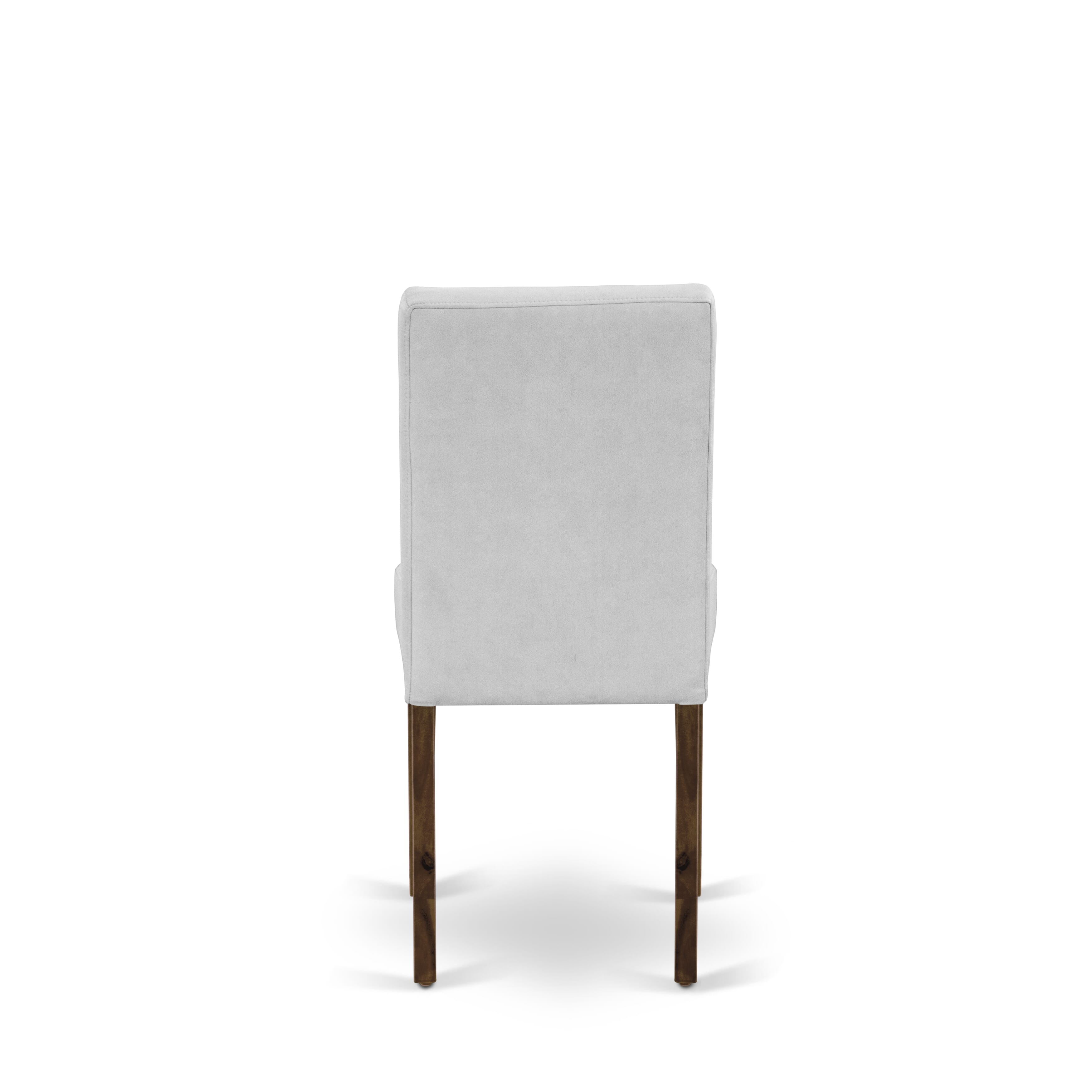 East West Furniture ASP8T27 Austin Parsons Dining Room Chairs - Light Gray Faux Leather Upholstered Seat and stylish Chair Back � Antique Walnut Finish (SET OF 2)