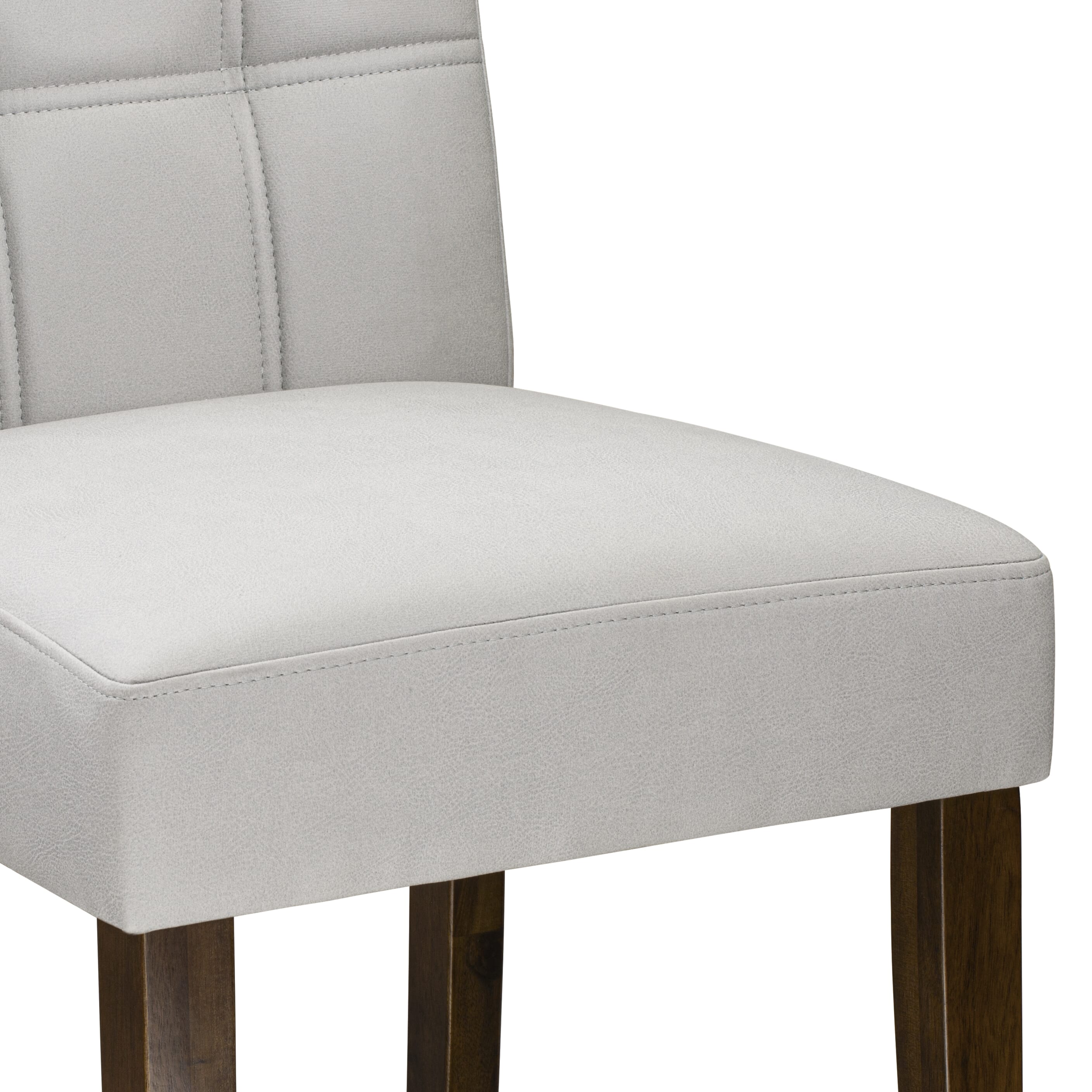 East West Furniture ASP8T27 Austin Parsons Dining Room Chairs - Light Gray Faux Leather Upholstered Seat and stylish Chair Back � Antique Walnut Finish (SET OF 2)