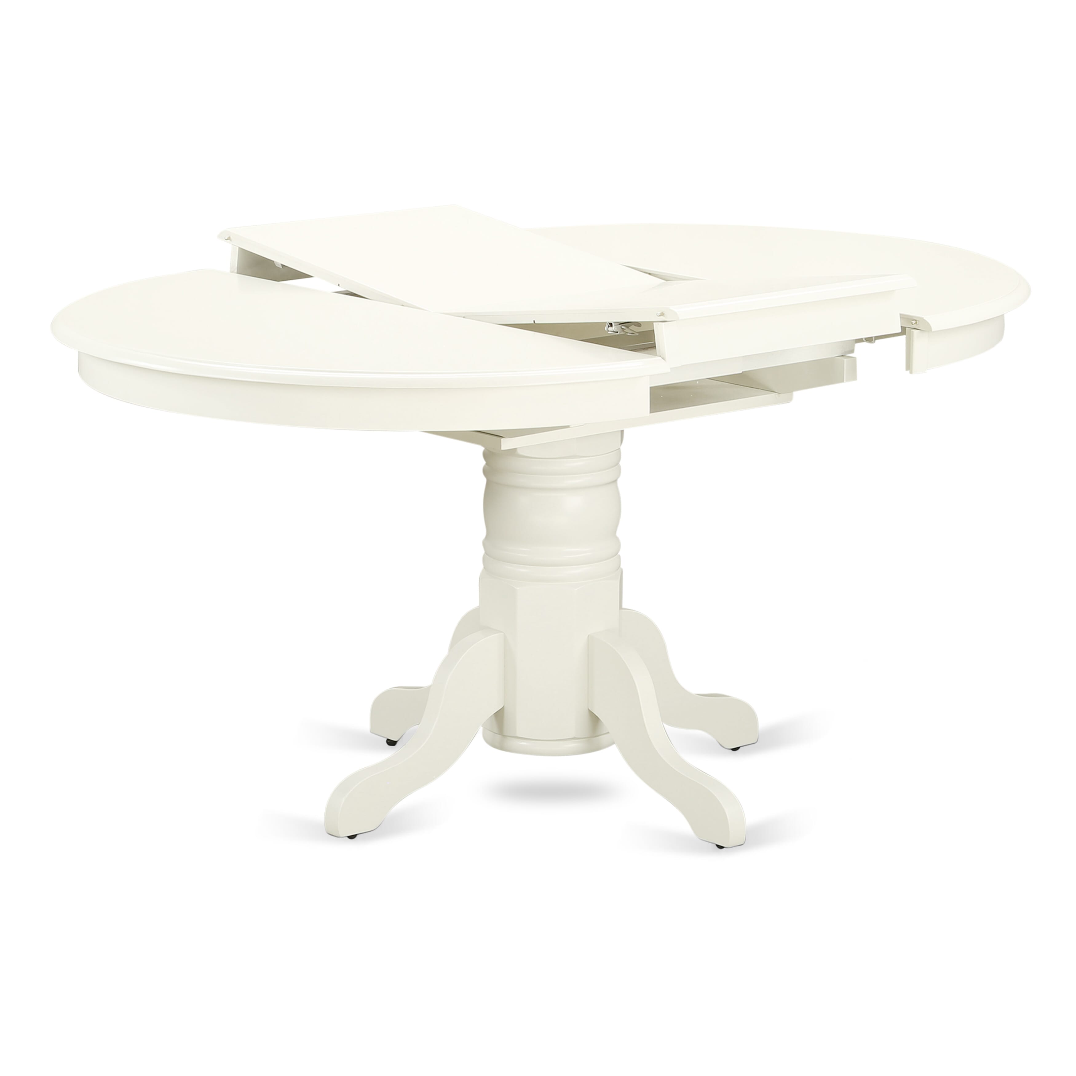 East West Furniture AVDA7-LWH-12 7 Piece Dining Room Furniture Set Includes an Oval Dining Table with Removable leaf and 6 Upholstered Parson Chairs, 42x60 Inch, linen white