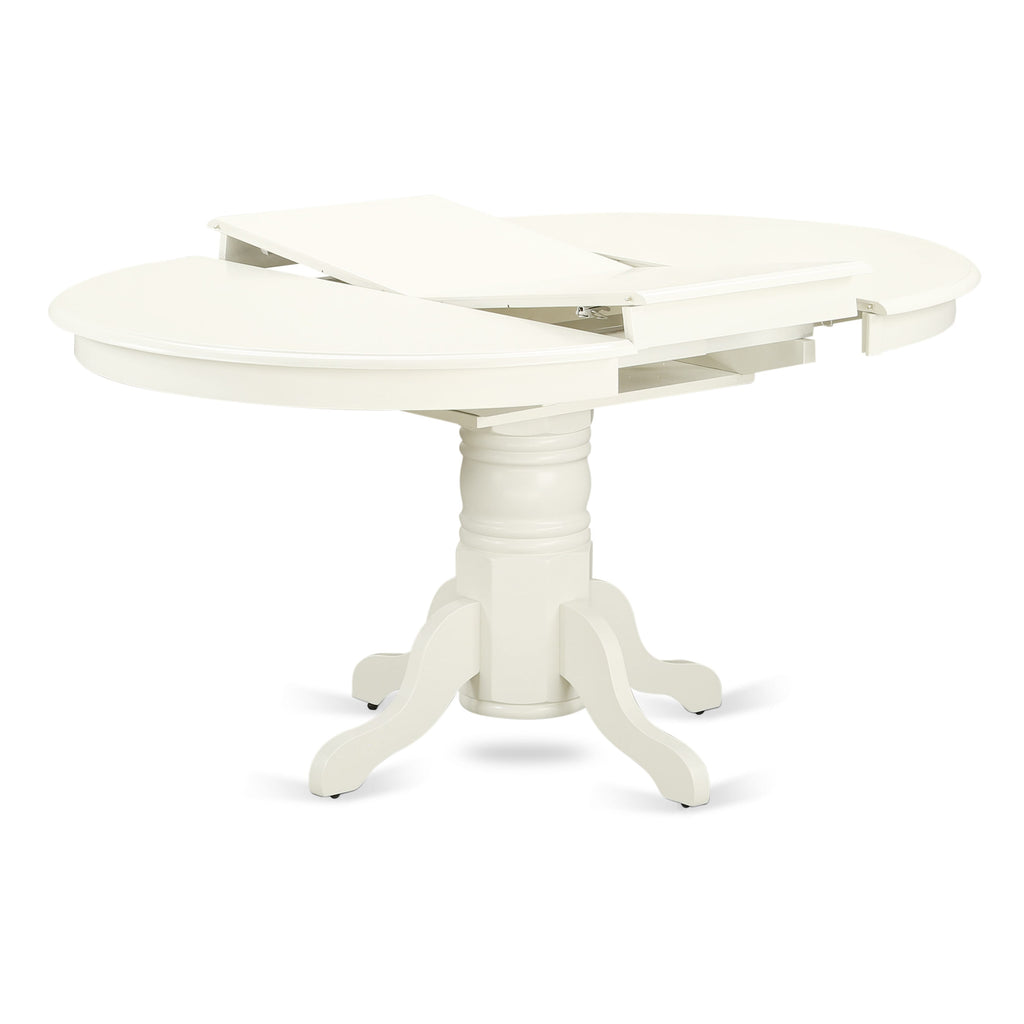 East West Furniture AVDA7-LWH-24 7 Piece Dining Room Furniture Set Includes an Oval Wooden Table with Removable leaf and 6 Padded Chairs, 42x60 Inch, linen white