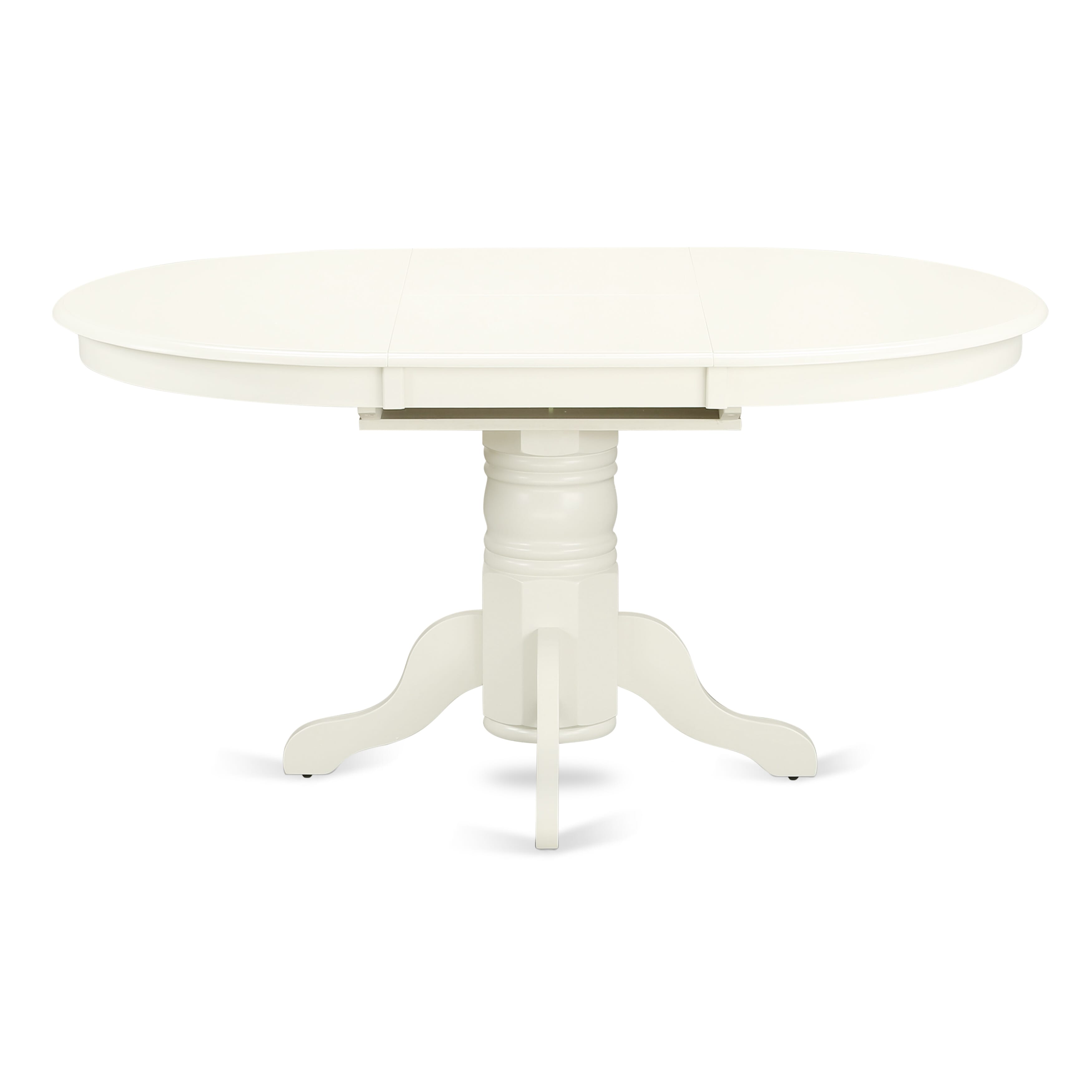 East West Furniture AVDA5-LWH-24 5 Piece Kitchen Table Set Consists of an Oval Dining Table with Removable leaf and 4 Upholstered Chairs, 42x60 Inch, linen white